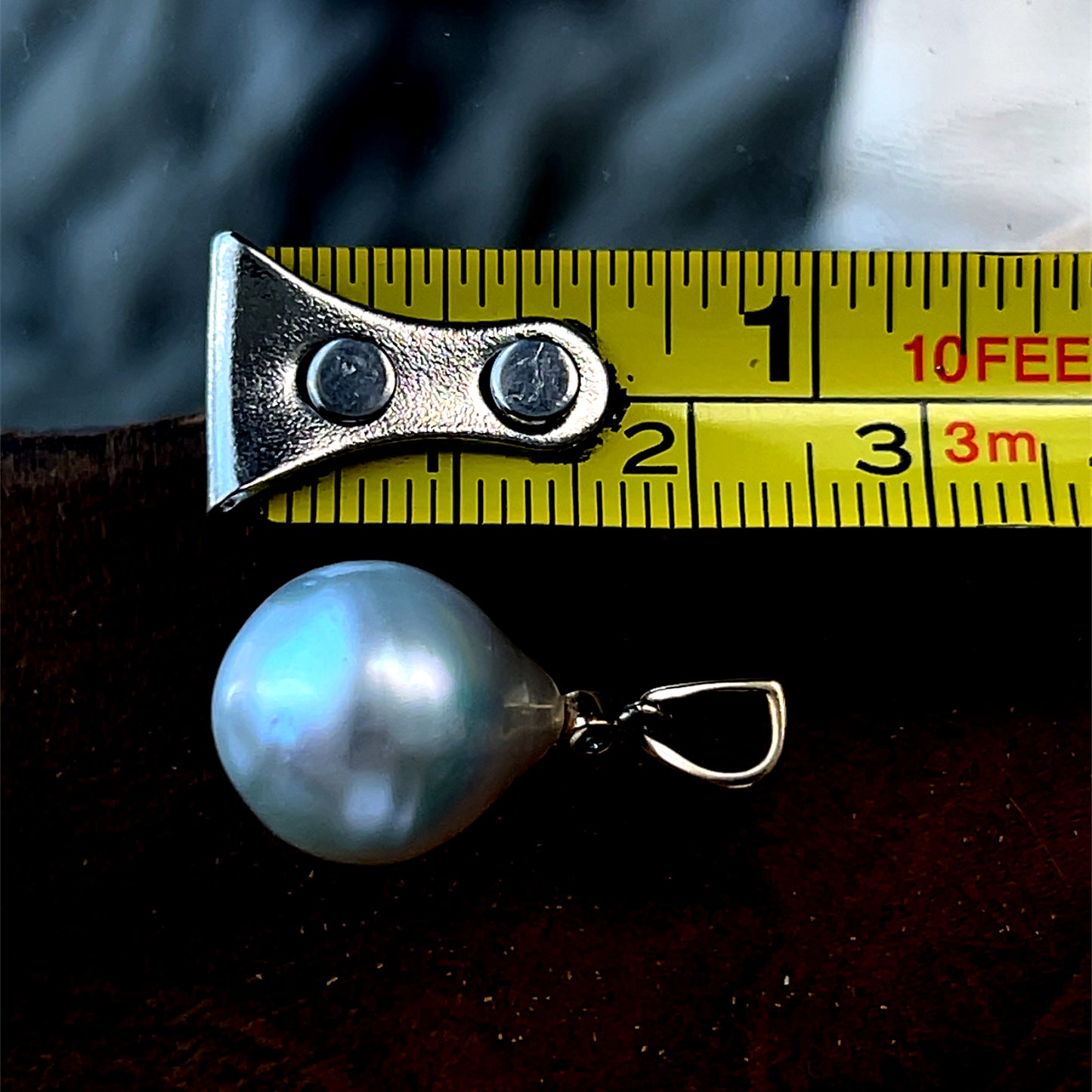 9K Yellow Gold Large Pearl Pendant with Diamond