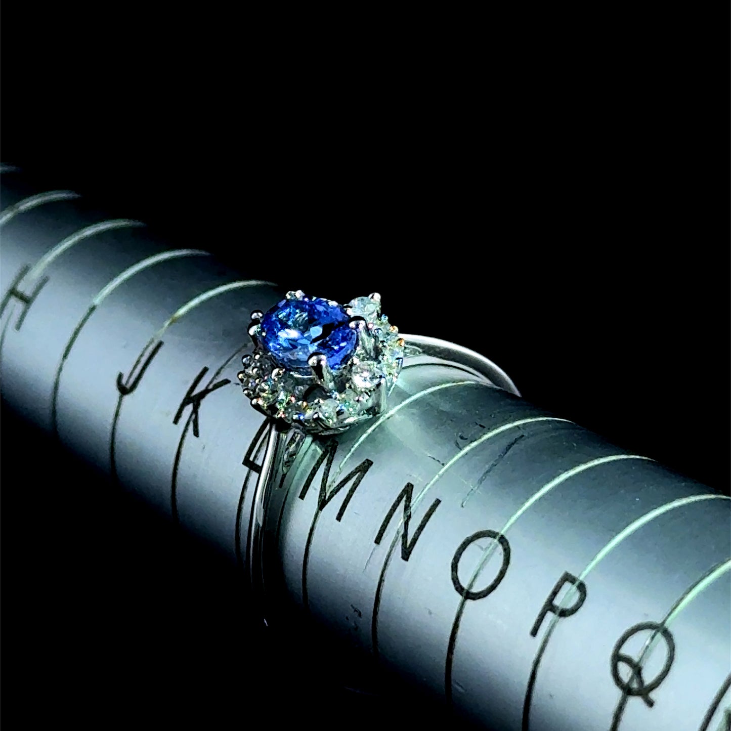 9K White Gold Tanzanite & Diamond Ring
