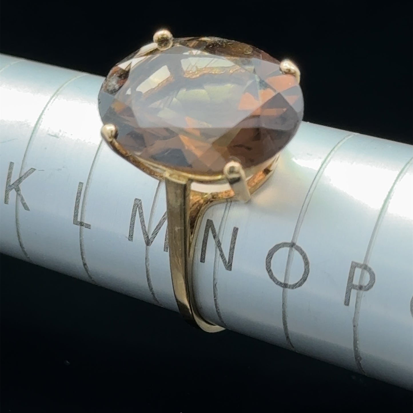 9K Yellow Gold Smokey Topaz Ring Size M1/2