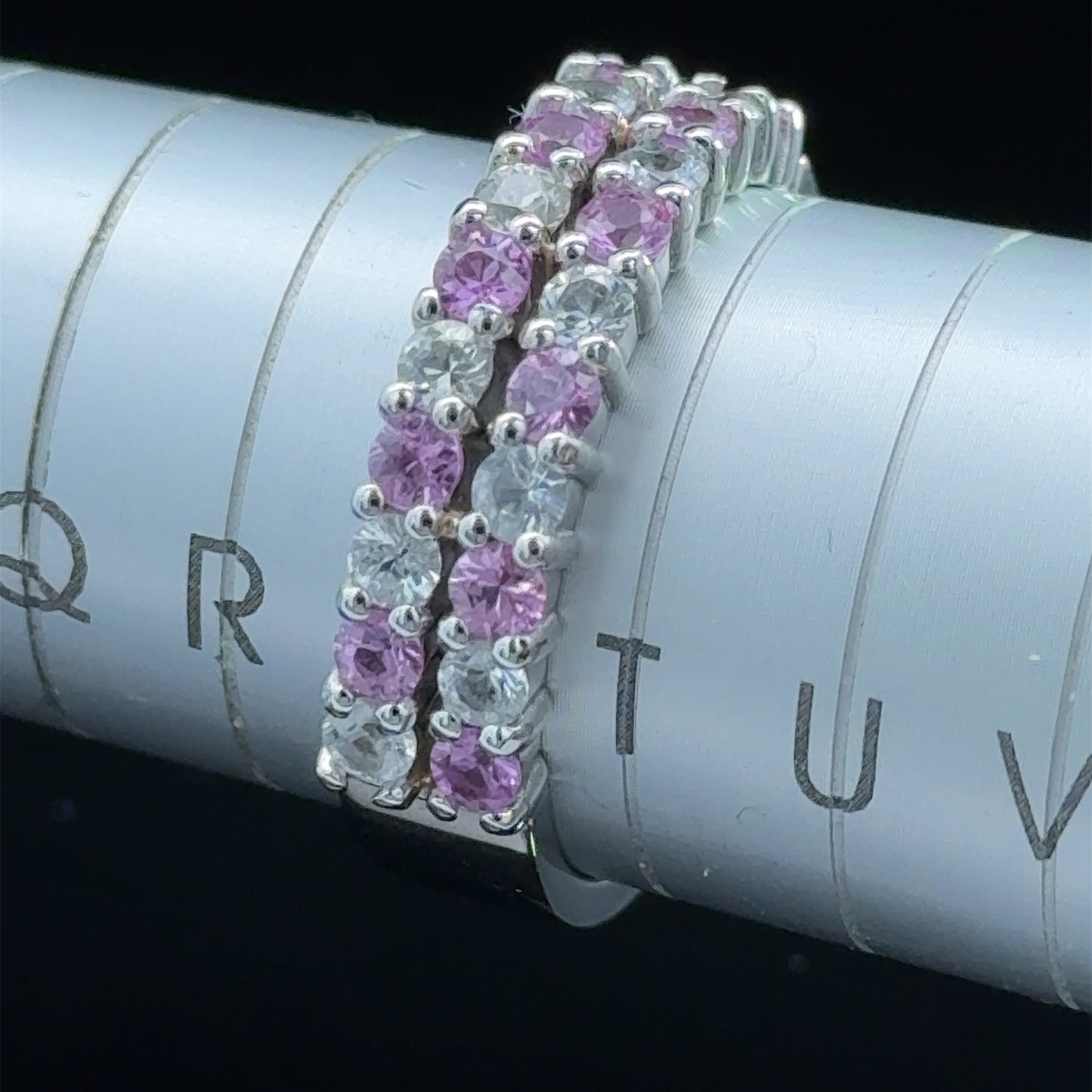 Platinum Pink Sapphire & Diamond 2 Row Band