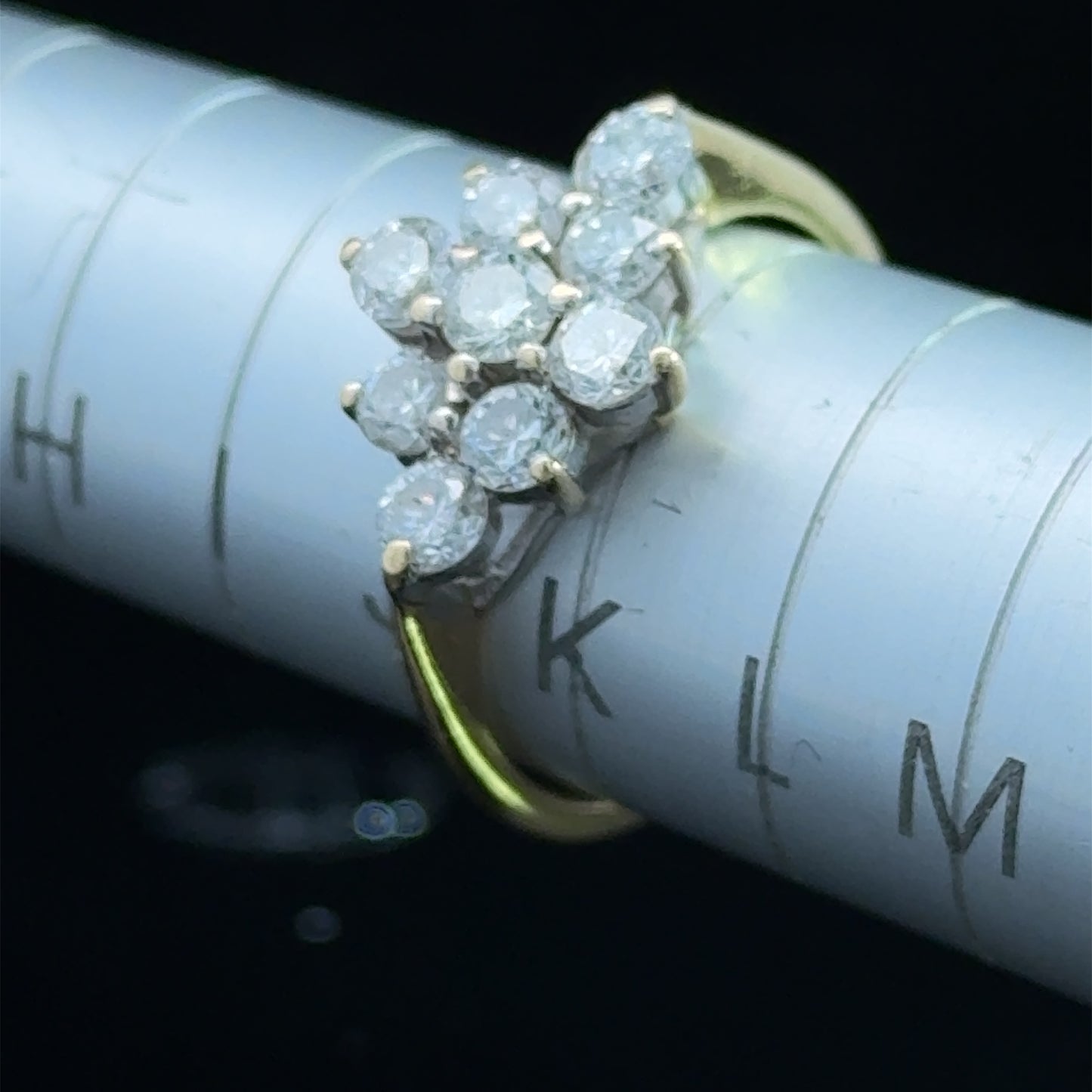 18K Yellow Gold Kite Shape Diamond Cluster 0.75 CTS