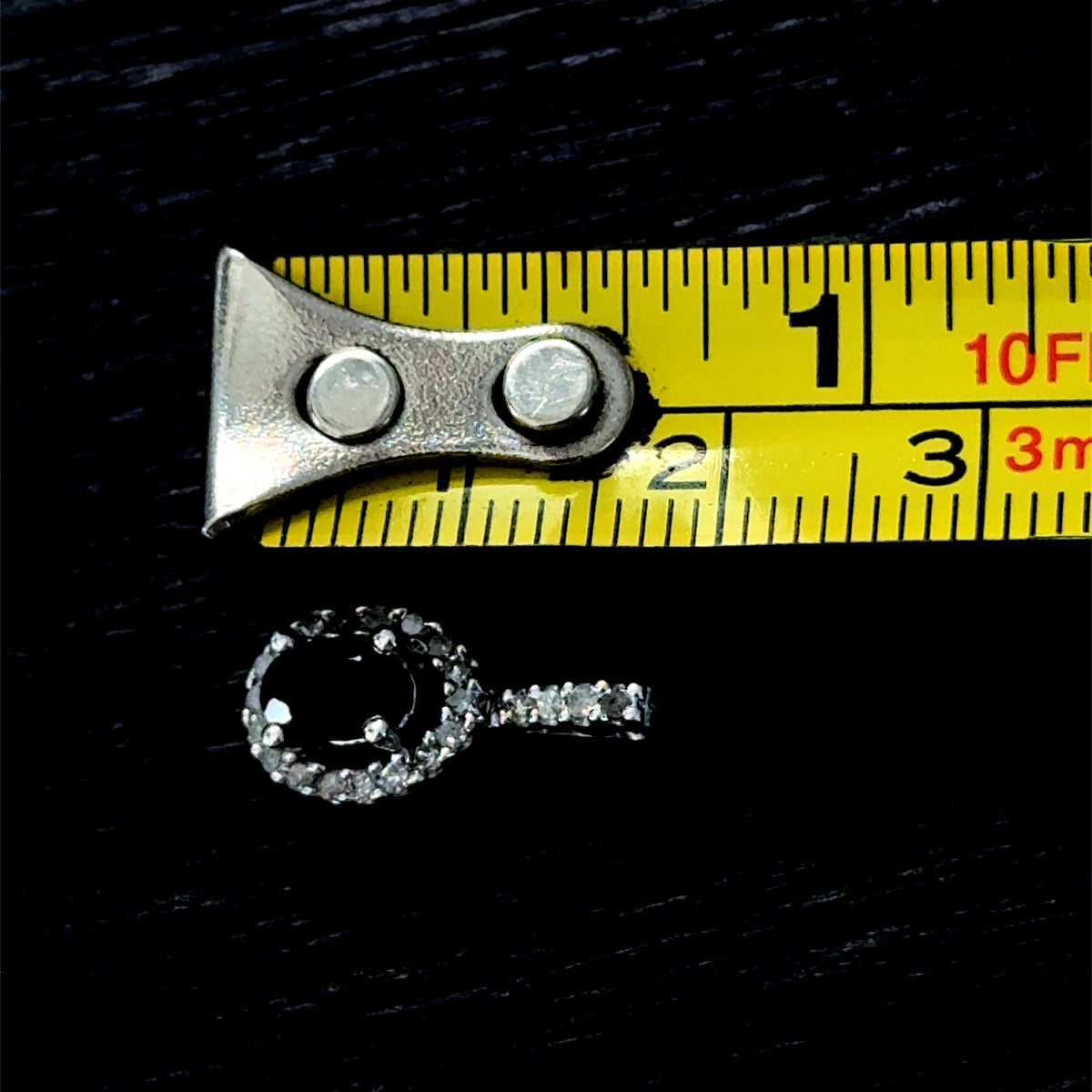 9K White Gold Sapphire & Diamond Pendant with Diamond Bale