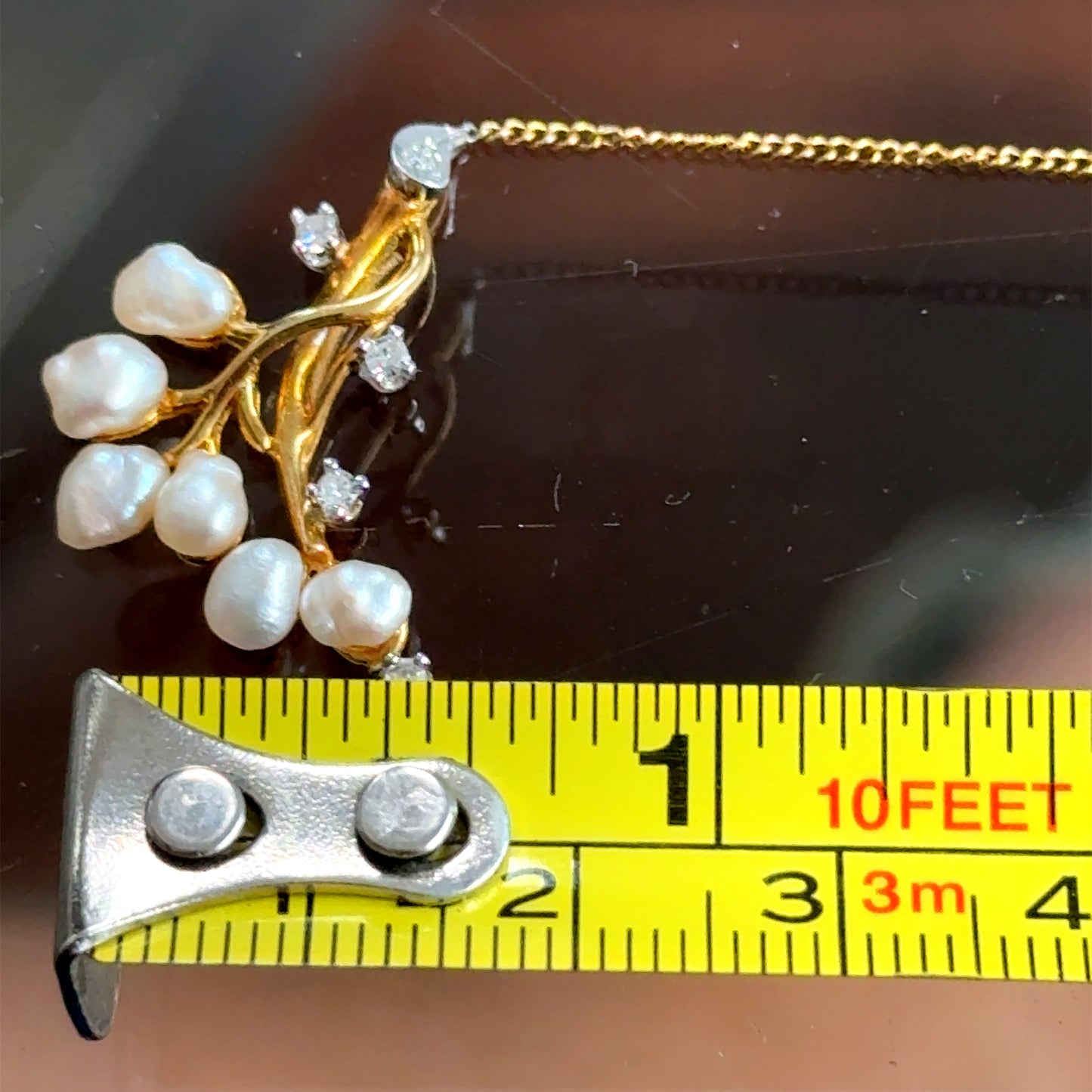 18K Yellow Gold Pearl & Diamond Necklace