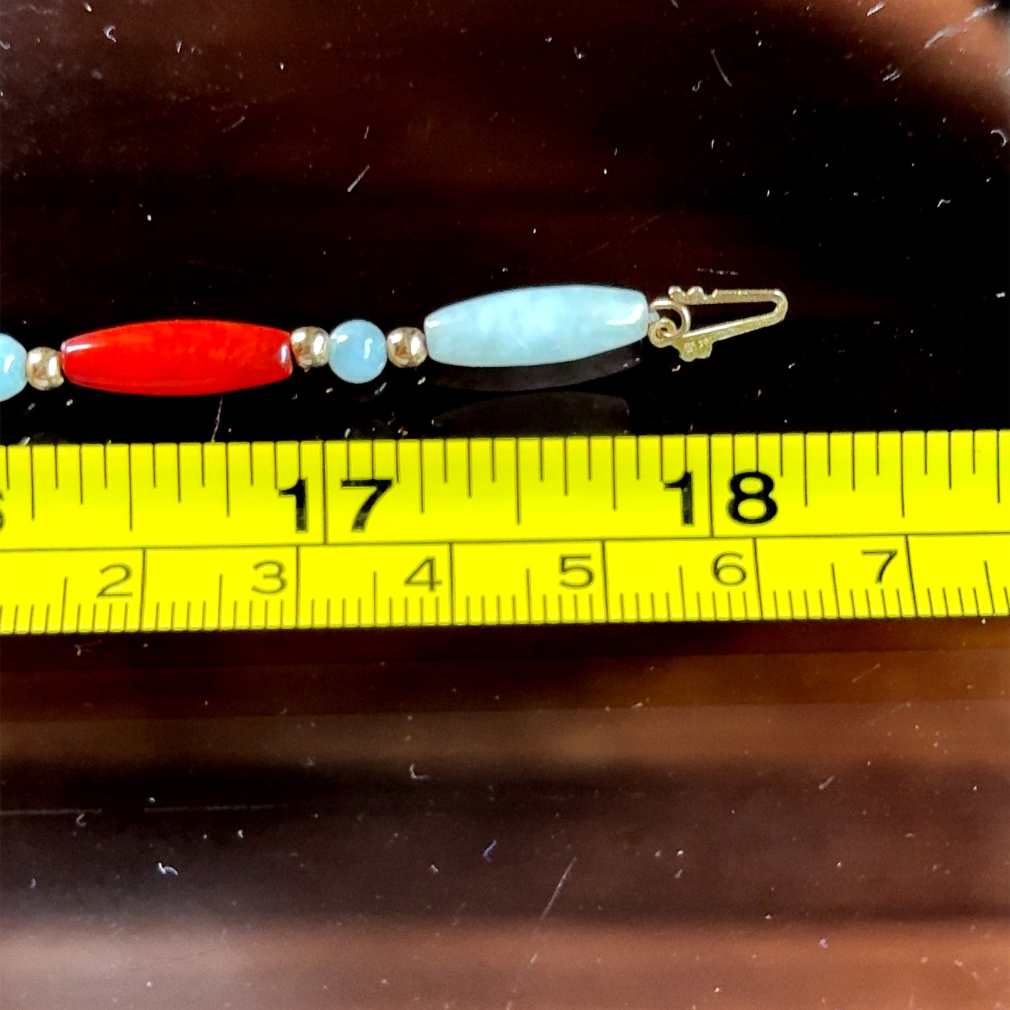 9K Gold Gemstone Beaded Necklace 18"