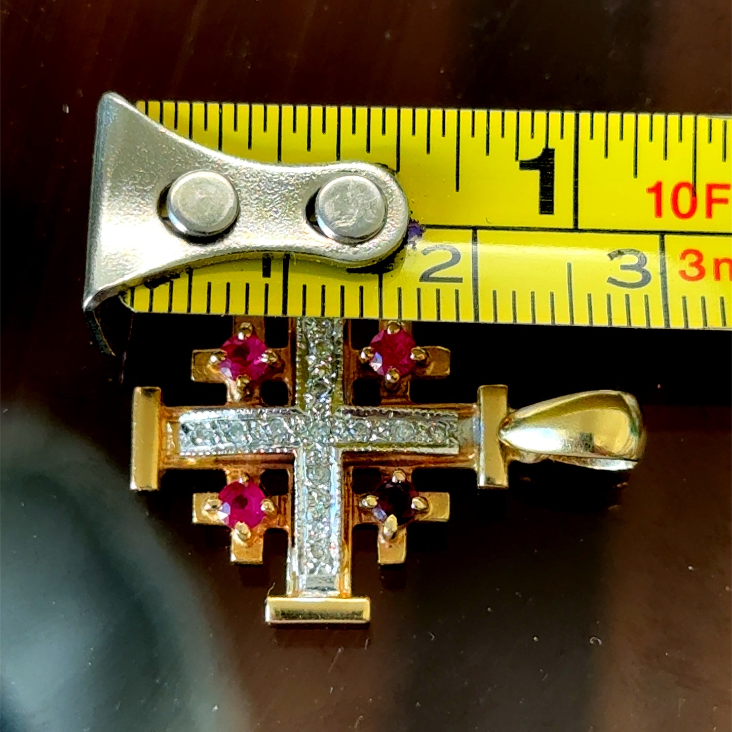 14K Ruby & Diamond Cross