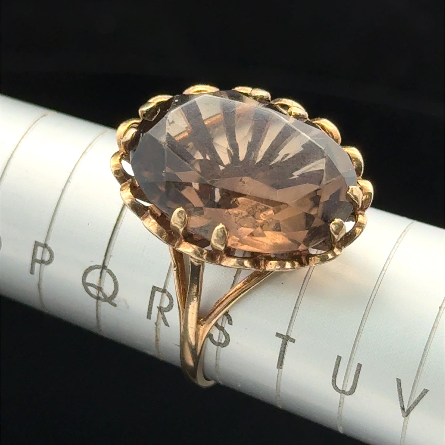 9K Yellow Gold Smokey Quartz Ring