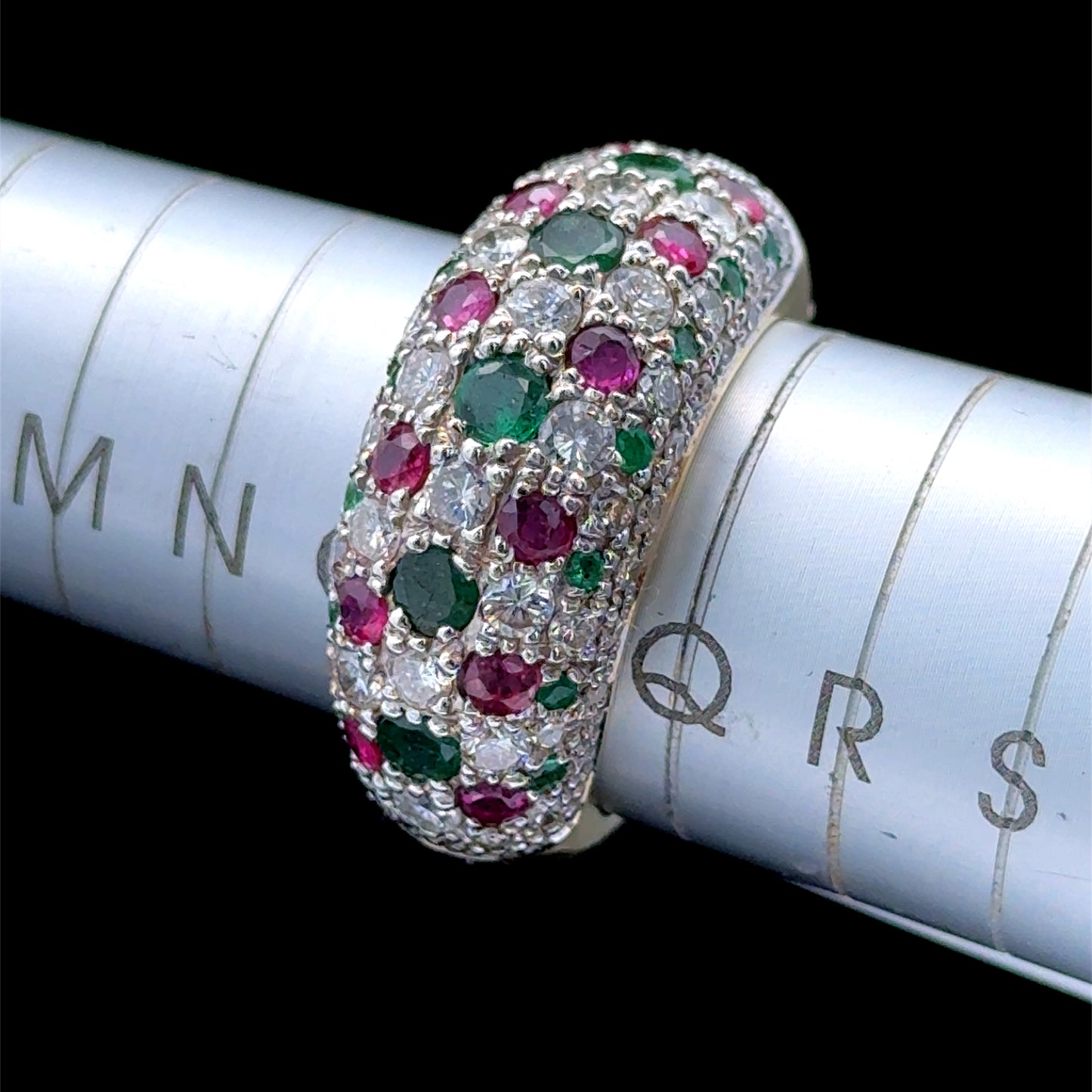 18K Yellow Gold Ruby & Emerald Ring