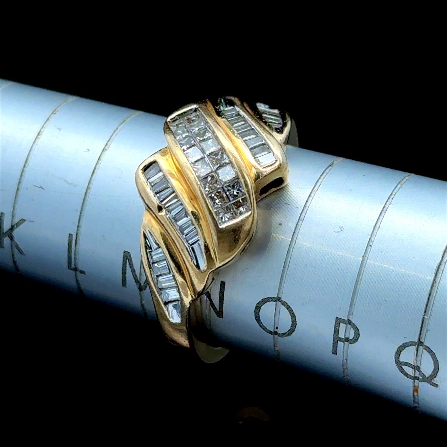 18K Yellow Gold Diamond Baguette Knot Ring APPX 0.75 CTS