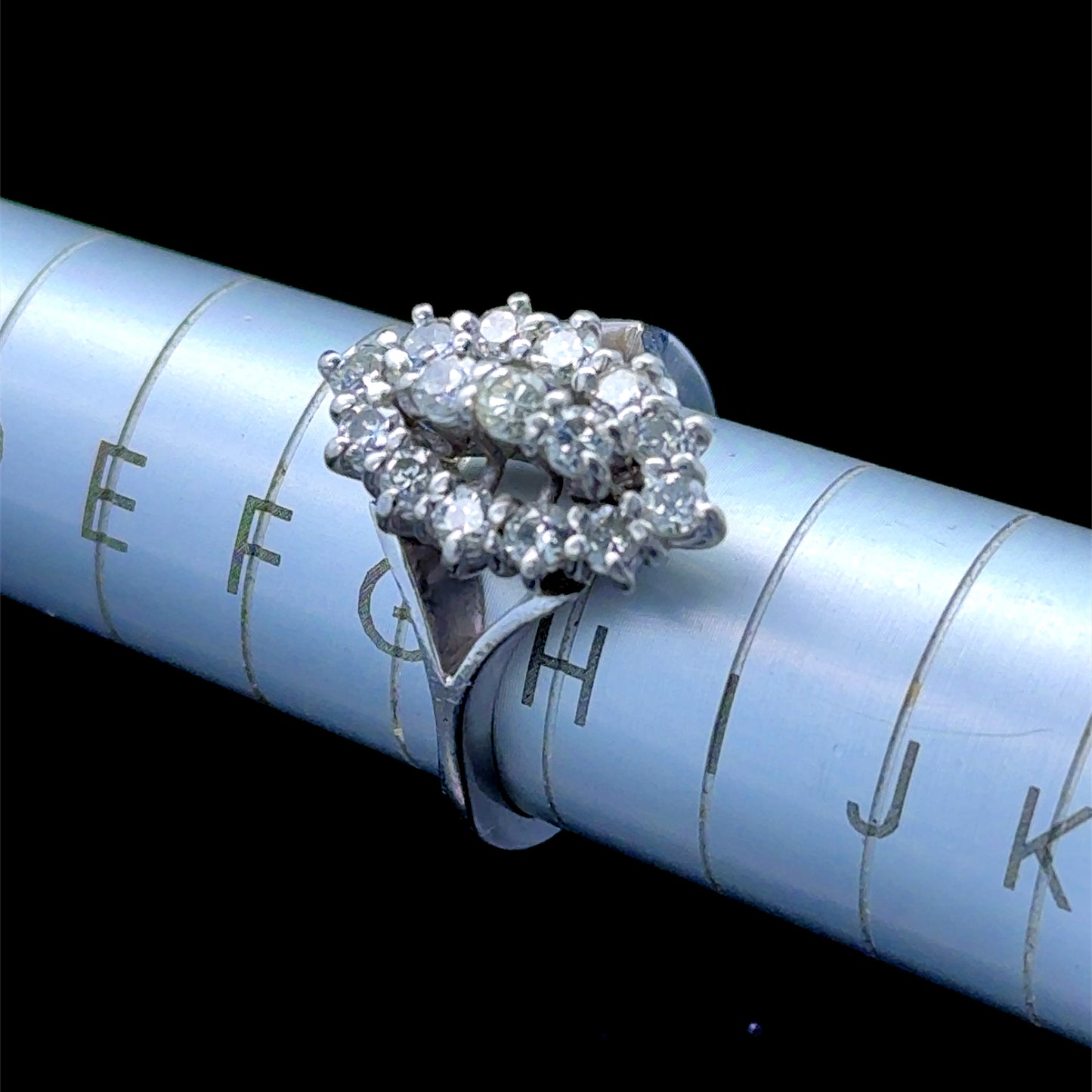 18K White Gold Navette Shaped Diamond Dress Ring