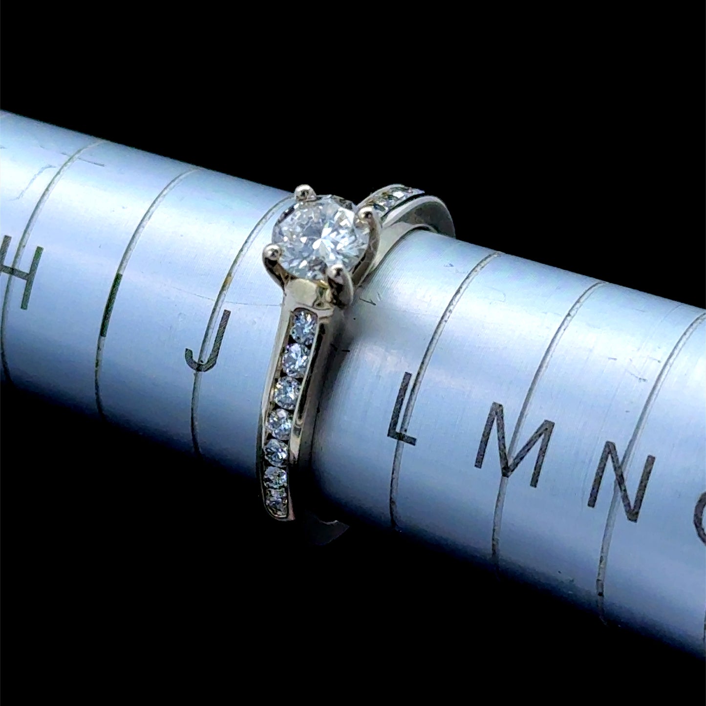 18K Yellow Gold Diamond Solitaire Ring With Diamond Shoulders APPX 0.75 CTS