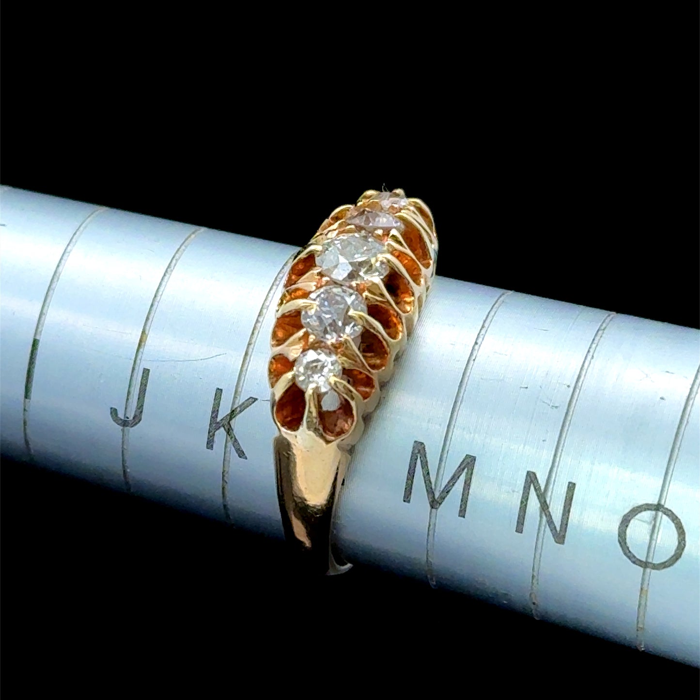 18K Yellow Gold Antique Diamond 5 Stone Ring APPX 0.65 CTS