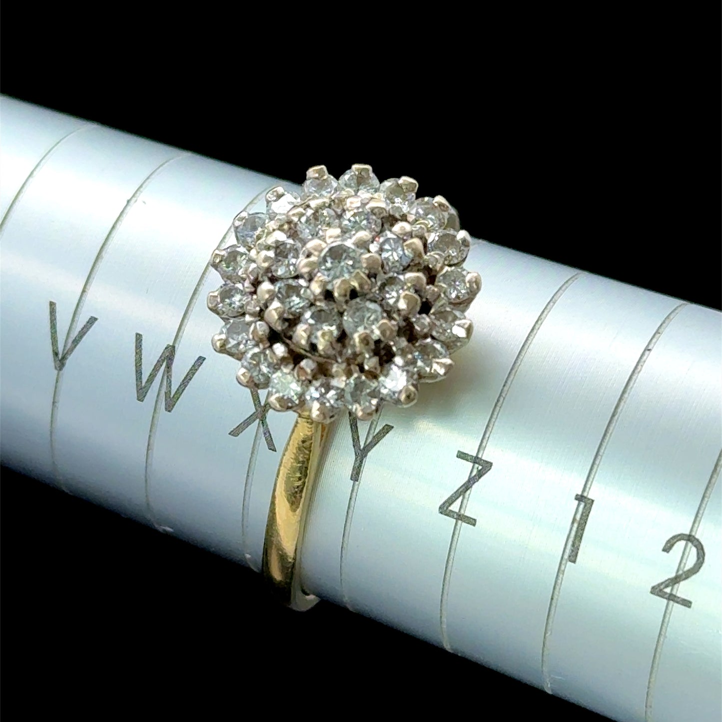 18K Yellow Gold Diamond Cluster Ring APPX 1.15 CTS