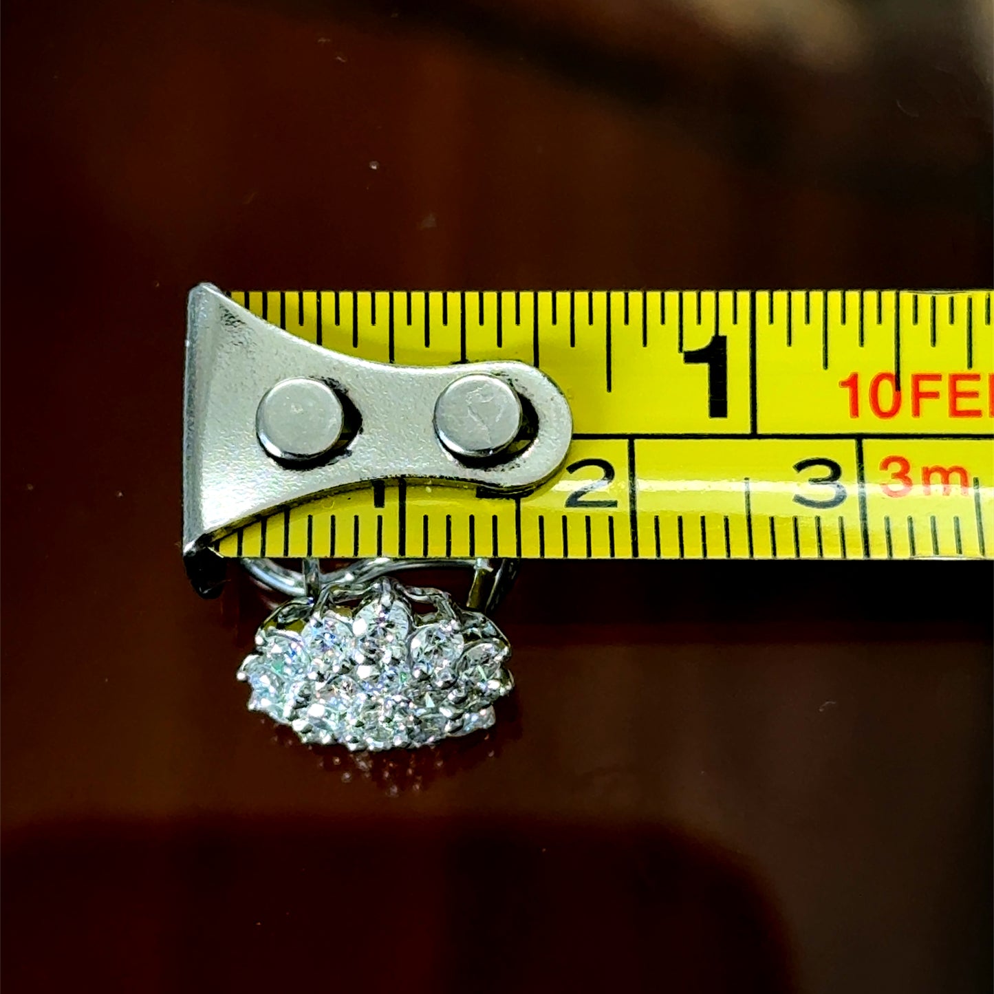 18K White Gold Diamond Cluster Clip Earrings 1.9 CTS