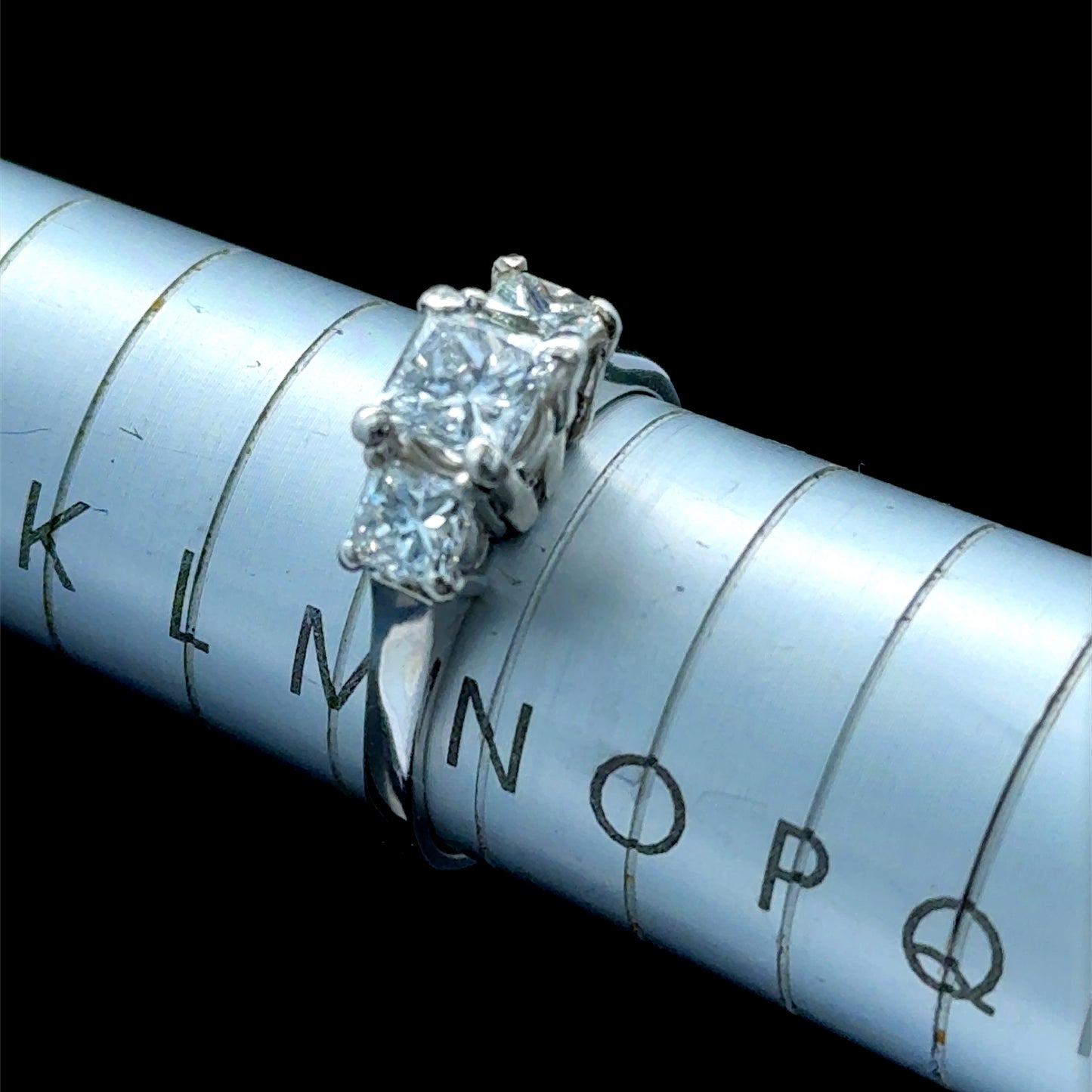 Platinum Princess Diamond Trilogy Ring GIA Cert 0.71 CTS E VS2