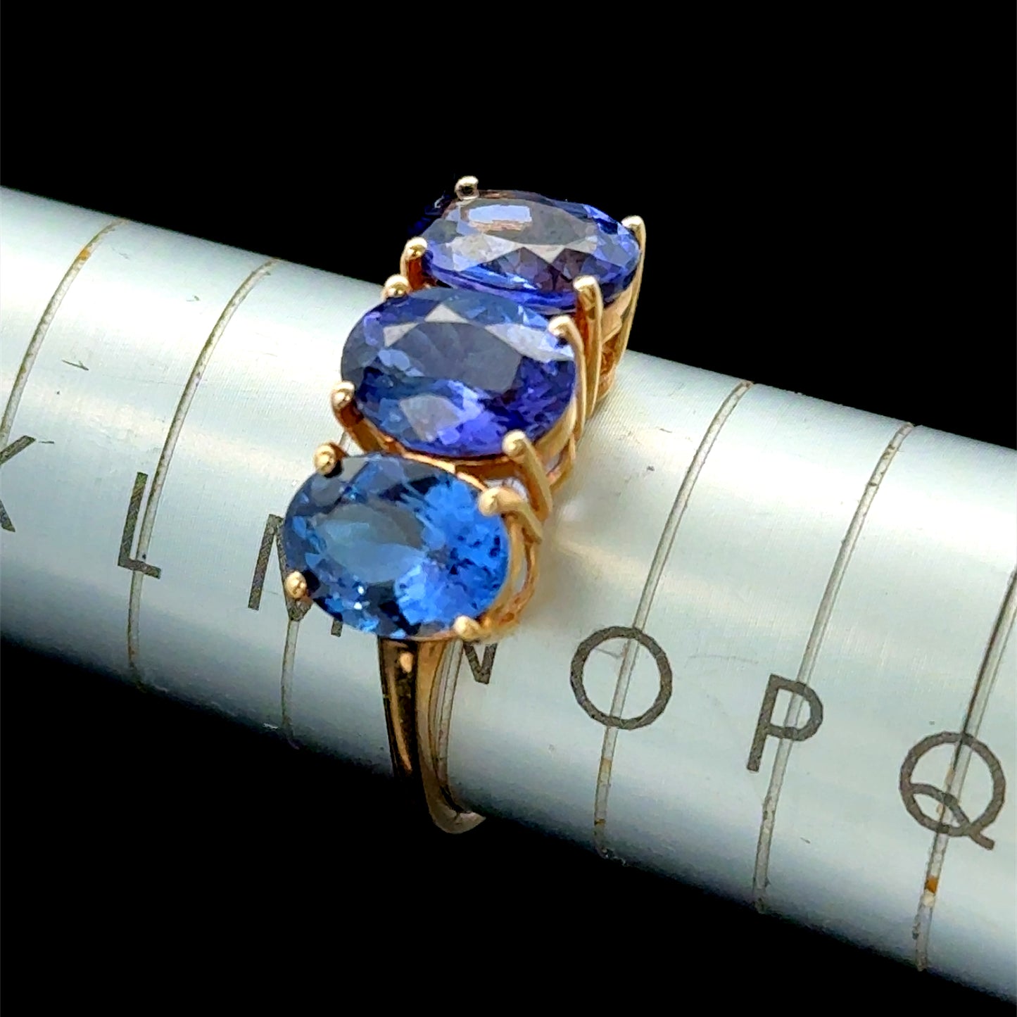 14K Yellow Gold Tanzanite Trilogy Ring
