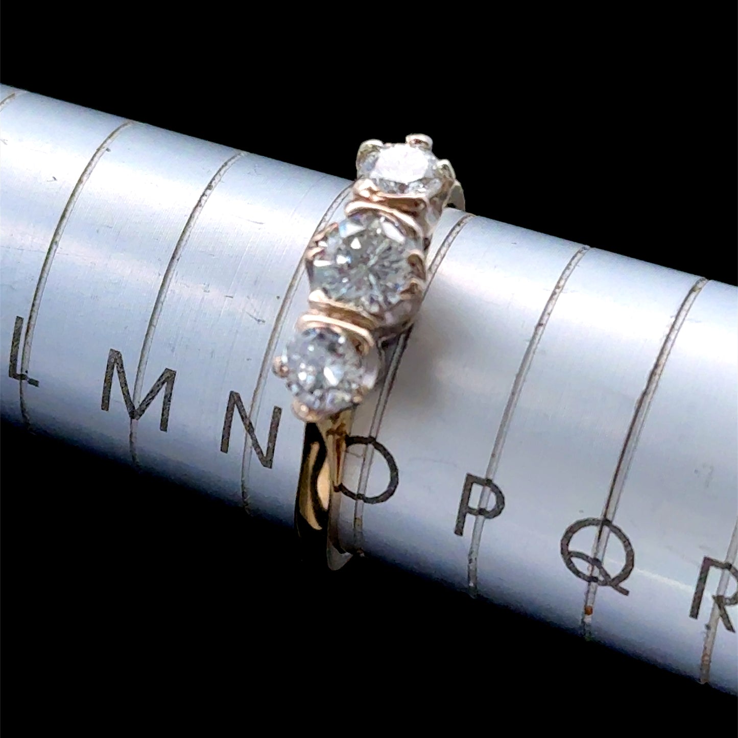 18K Yellow Gold Diamond Trilogy Rectangular Ring APPX 1.0 CTS
