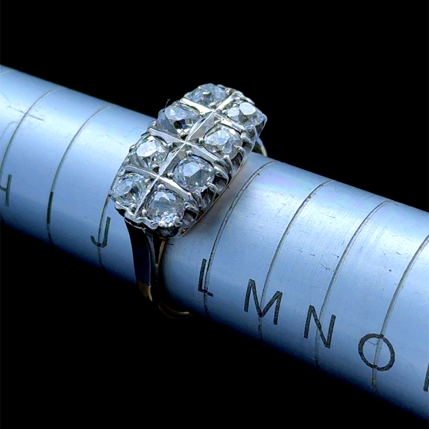 18K Yellow Gold 8 Stone 2 Row Diamond Ring APPX 0.80 CTS