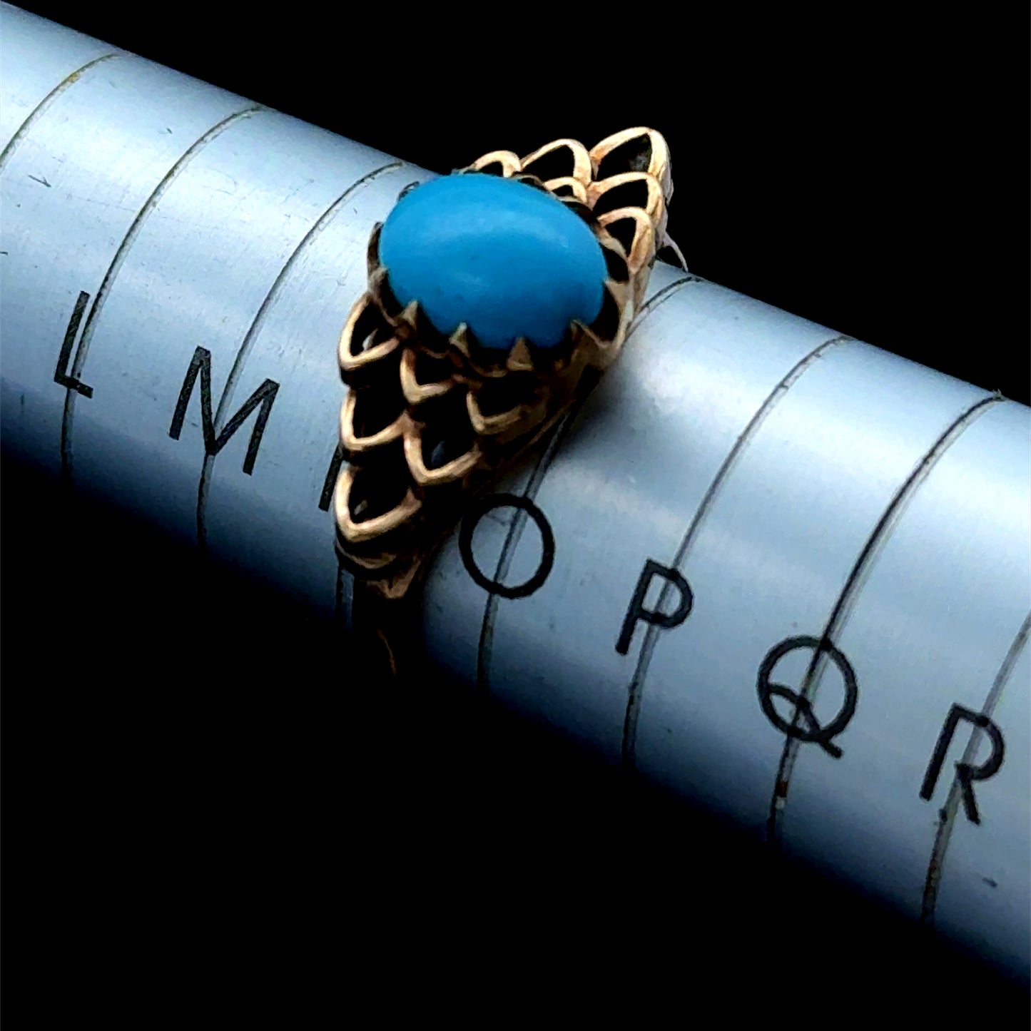 9K Yellow Gold Turquoise Ring