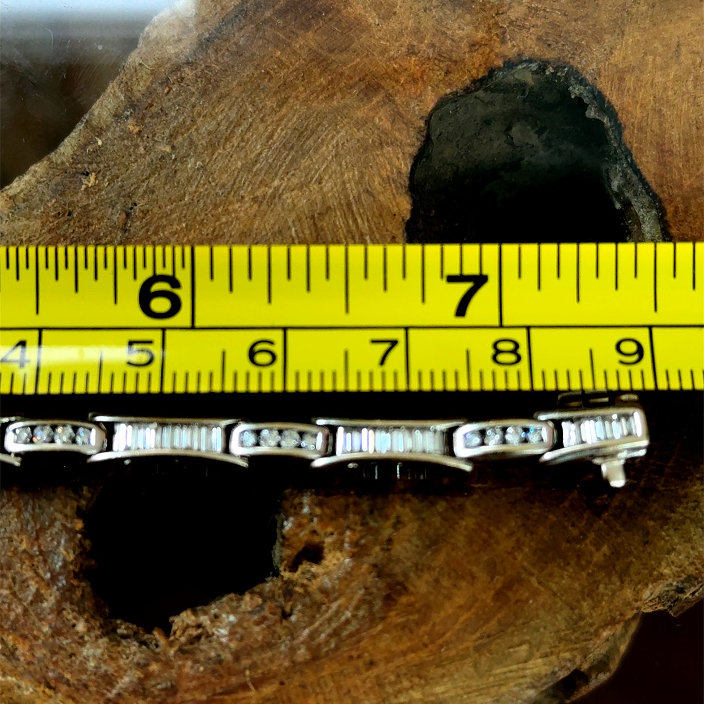 18K White Gold Baguette & Round Diamond Bracelet APPX 2.5 CTS