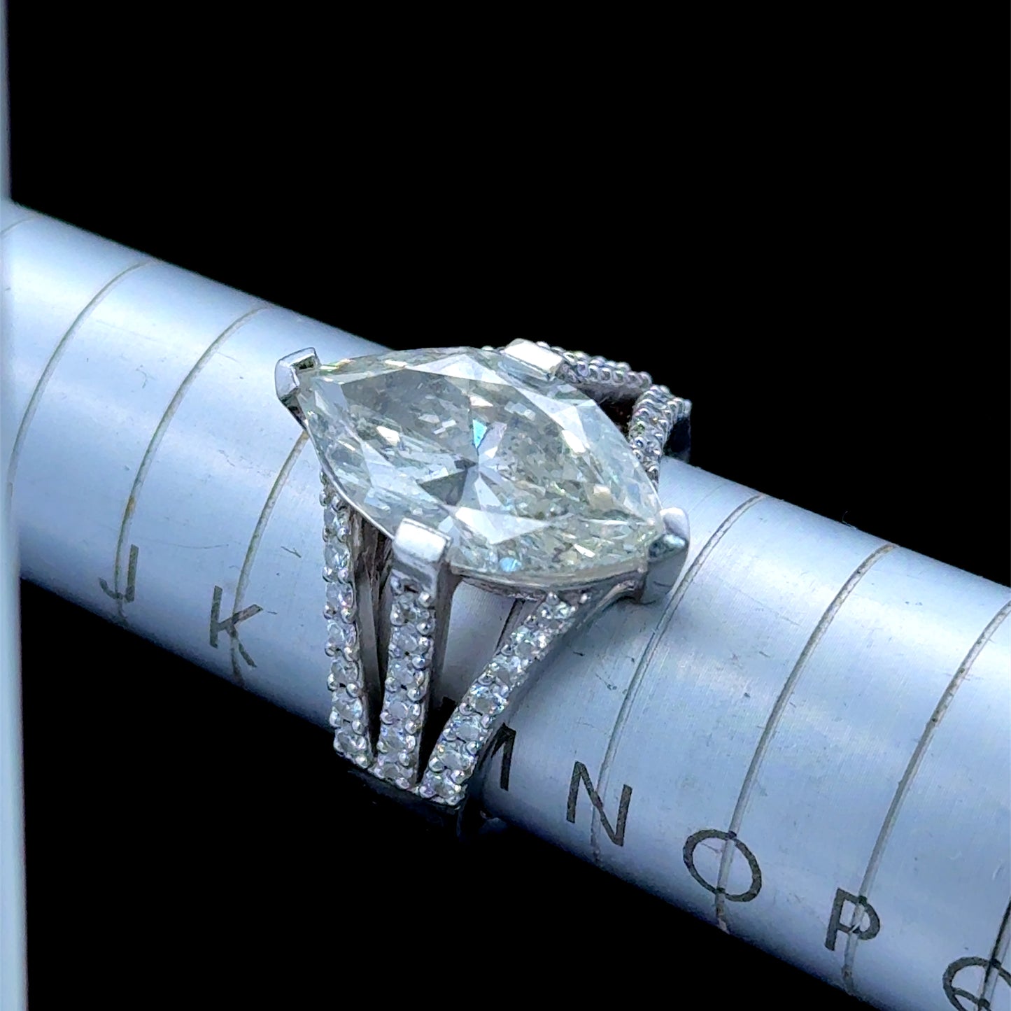 Platinum 5 Carat Marquise Diamond Ring 5.4 CTS Total