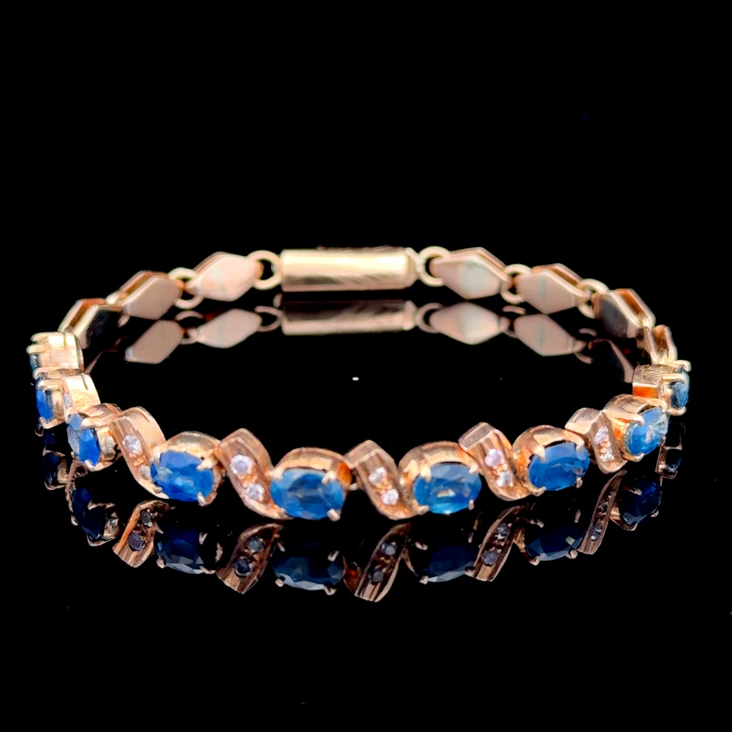 14K Rose Gold Diamond & Sapphire Bracelet
