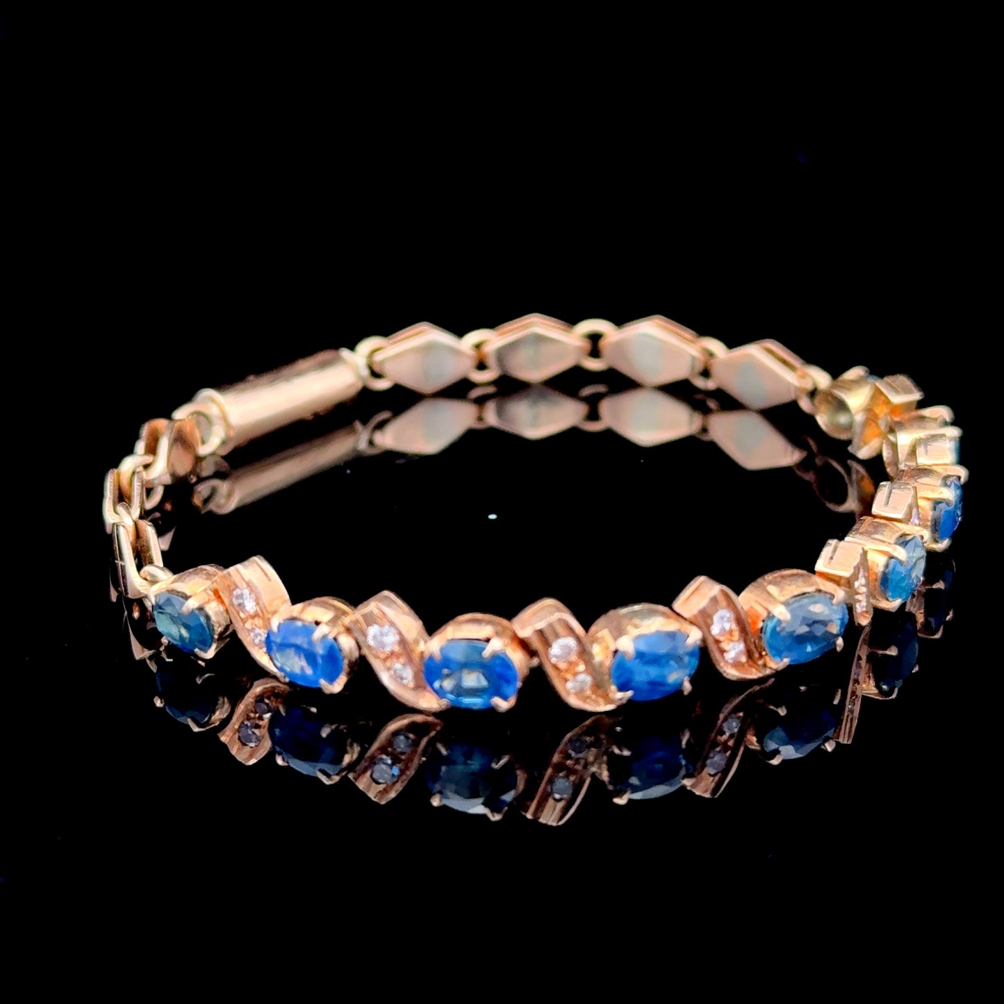 14K Rose Gold Diamond & Sapphire Bracelet