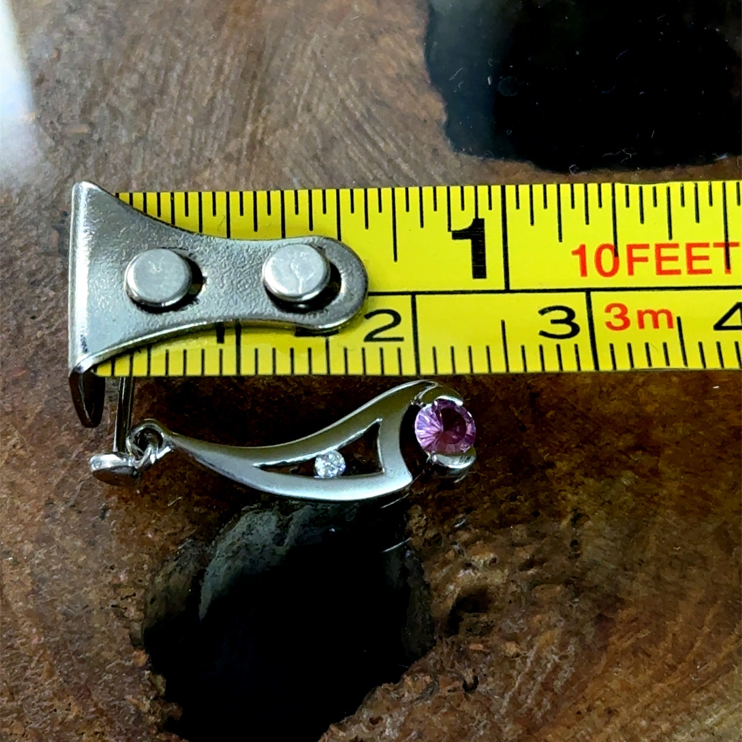 18K White Gold Amethyst & Diamond Drop Stud Earrings