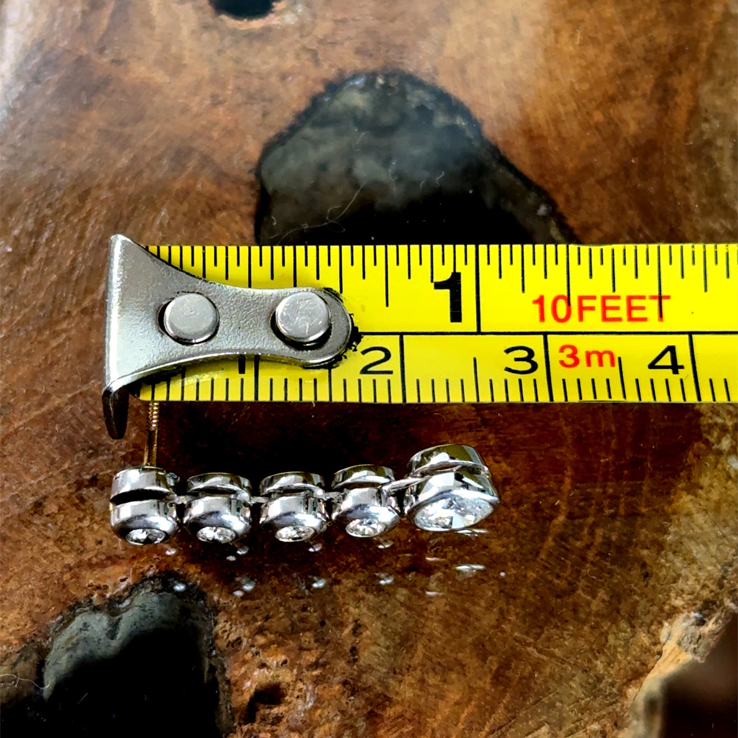 18K White Gold Bezel Set 5 Stone Diamond Earrings APPX 1.8 CTS