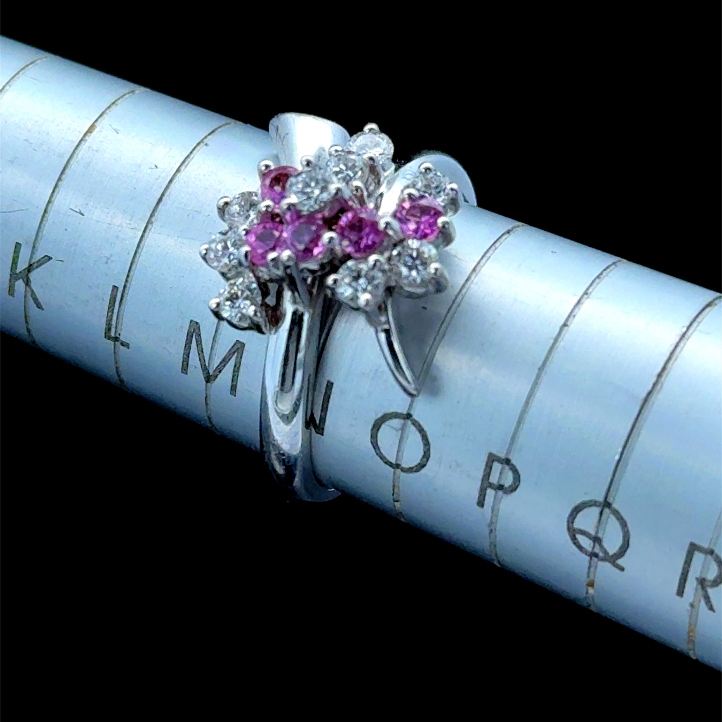 18K White Gold Pink Sapphire & Diamond Ring