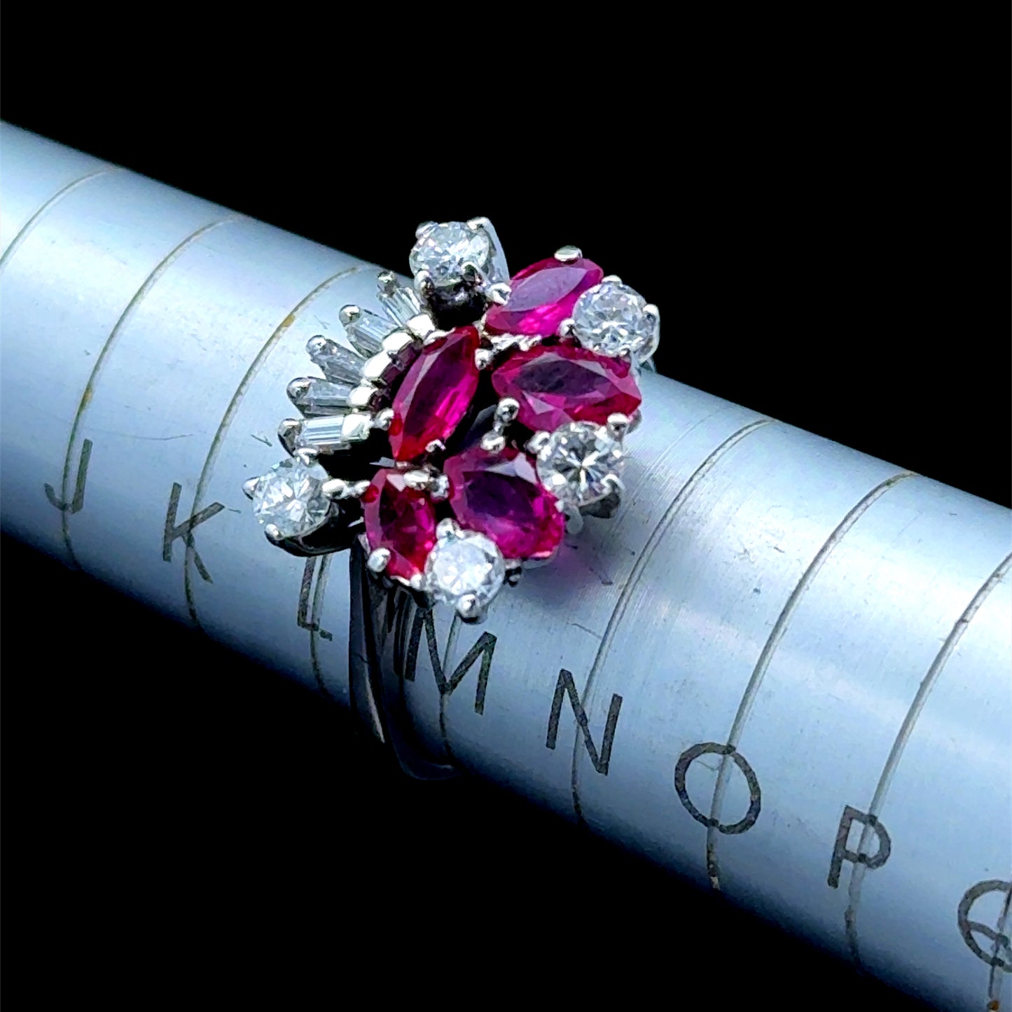 18K White Gold Ruby & Diamond Crown Ring 0.75CTS