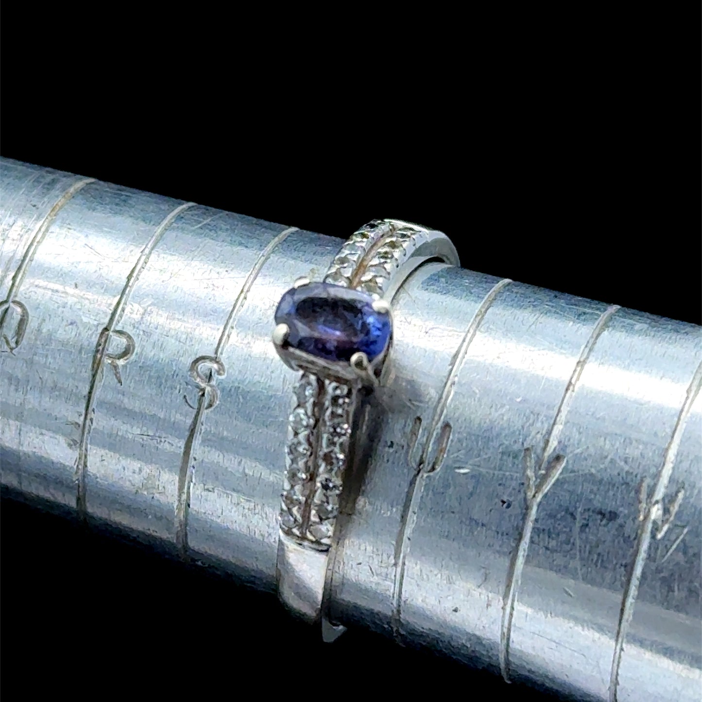 9K White Gold Tanzanite & Diamond Ring