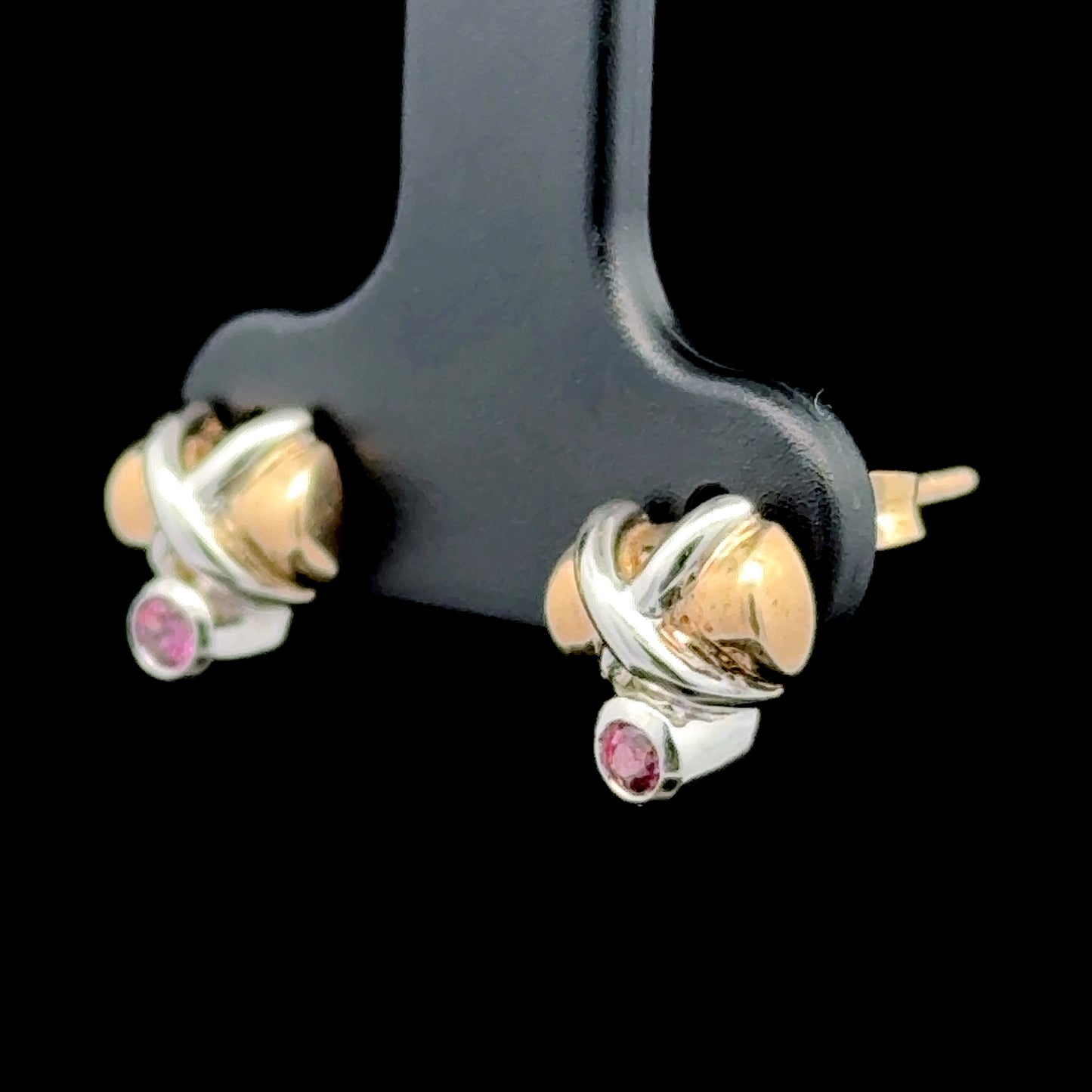 9K Yellow Gold Pink Sapphire Studs
