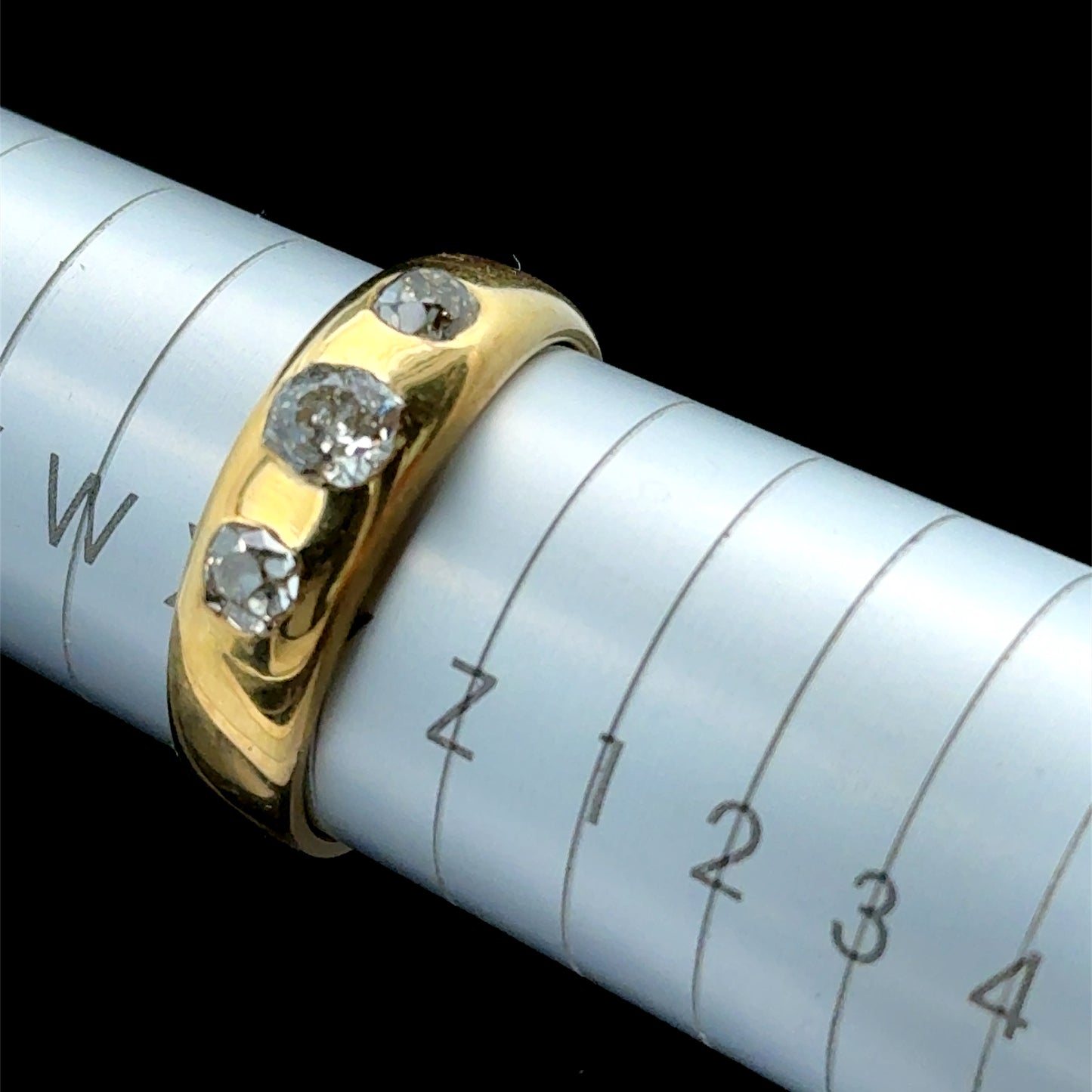 18K Yellow Gold 3 Stone Gypsy Ring APPX 1.0 CTS