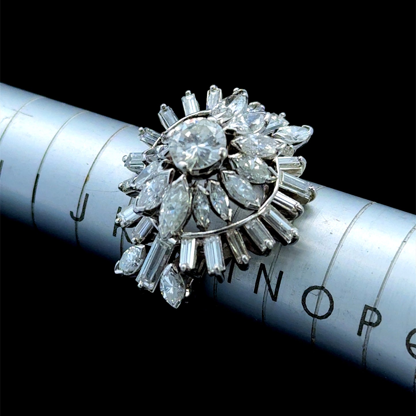 Platinum Diamond Ballerina Cluster Ring APPX 4 CTS