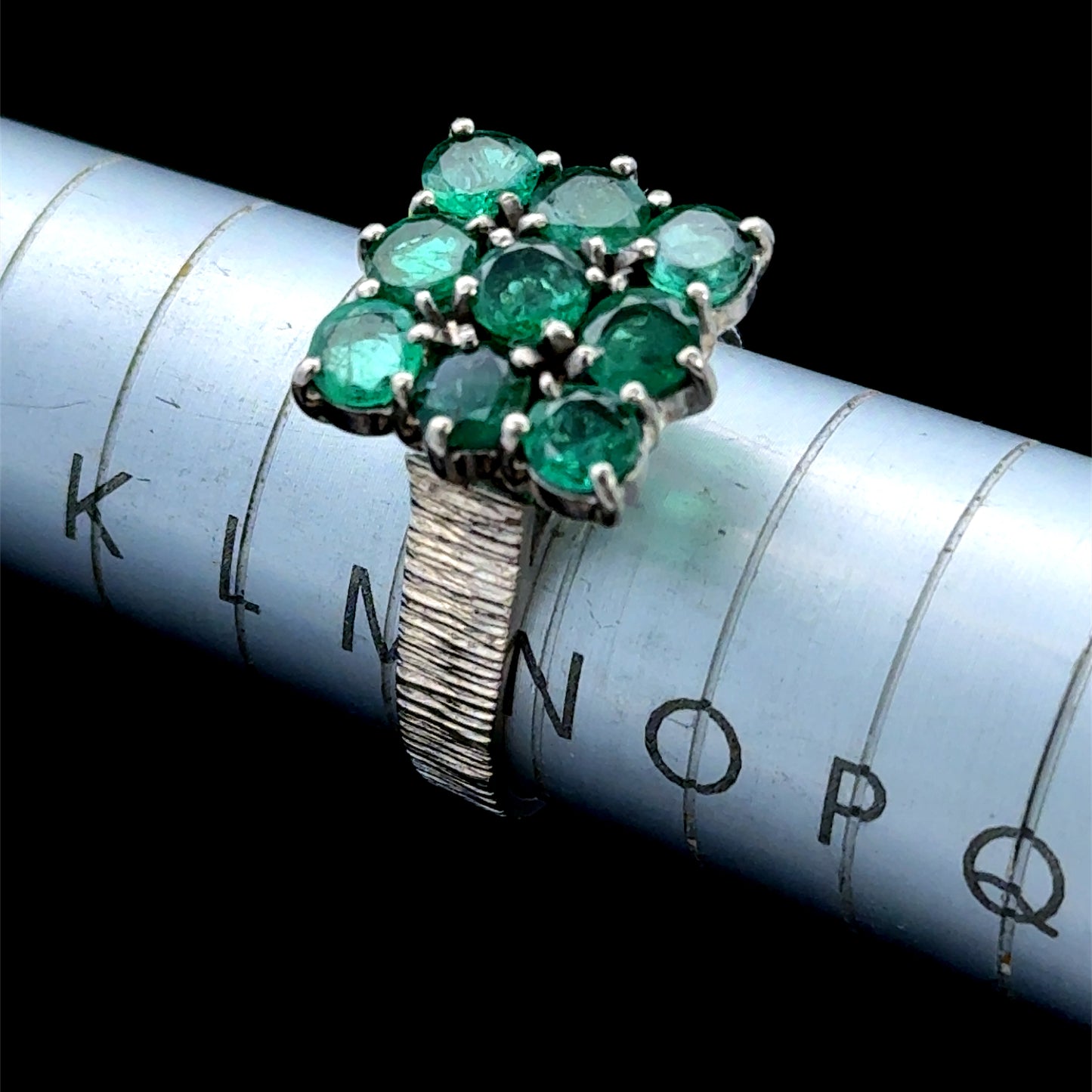 18K Yellow Gold Square Emerald Cluster Ring