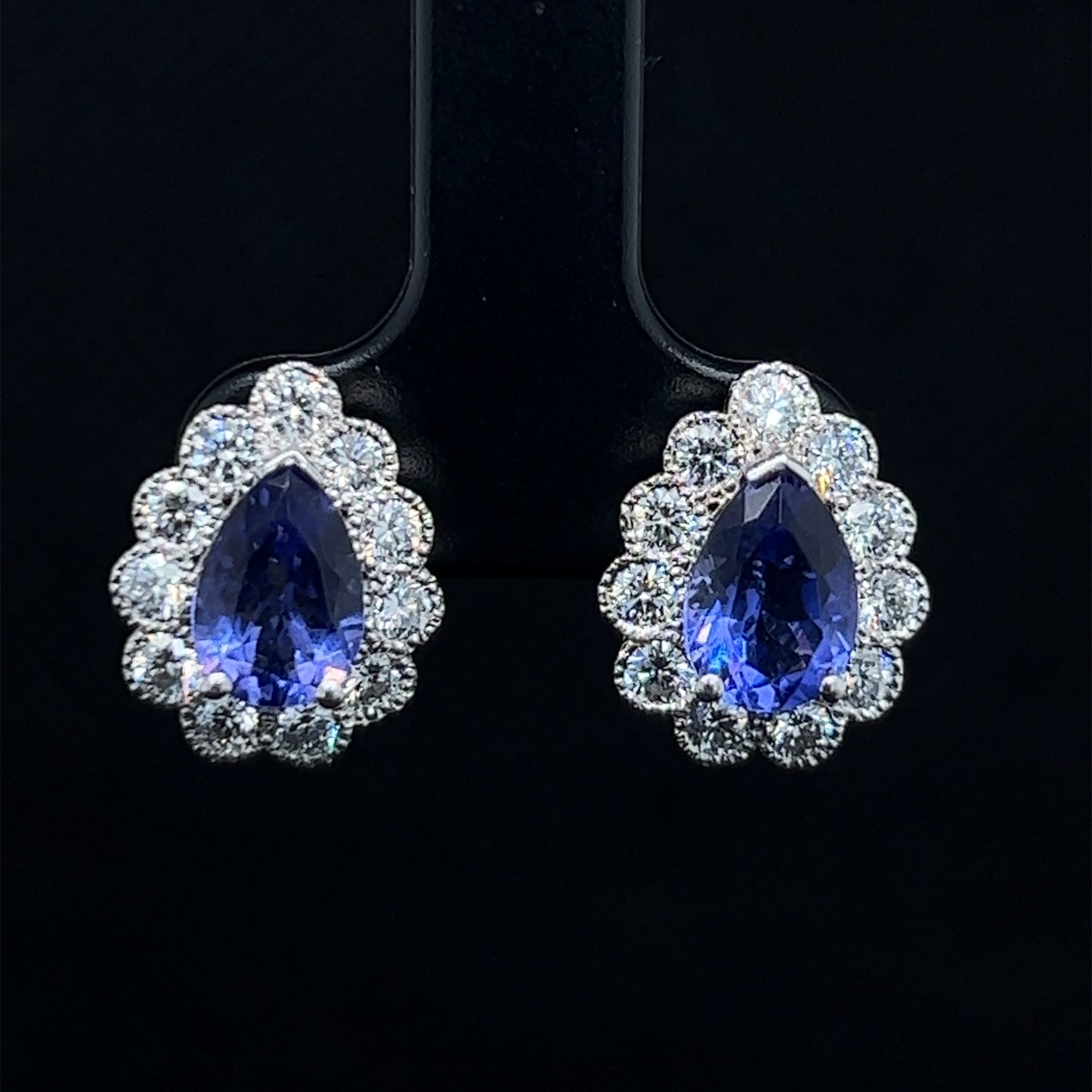 Platinum Pear Diamond & Tanzanite Studs