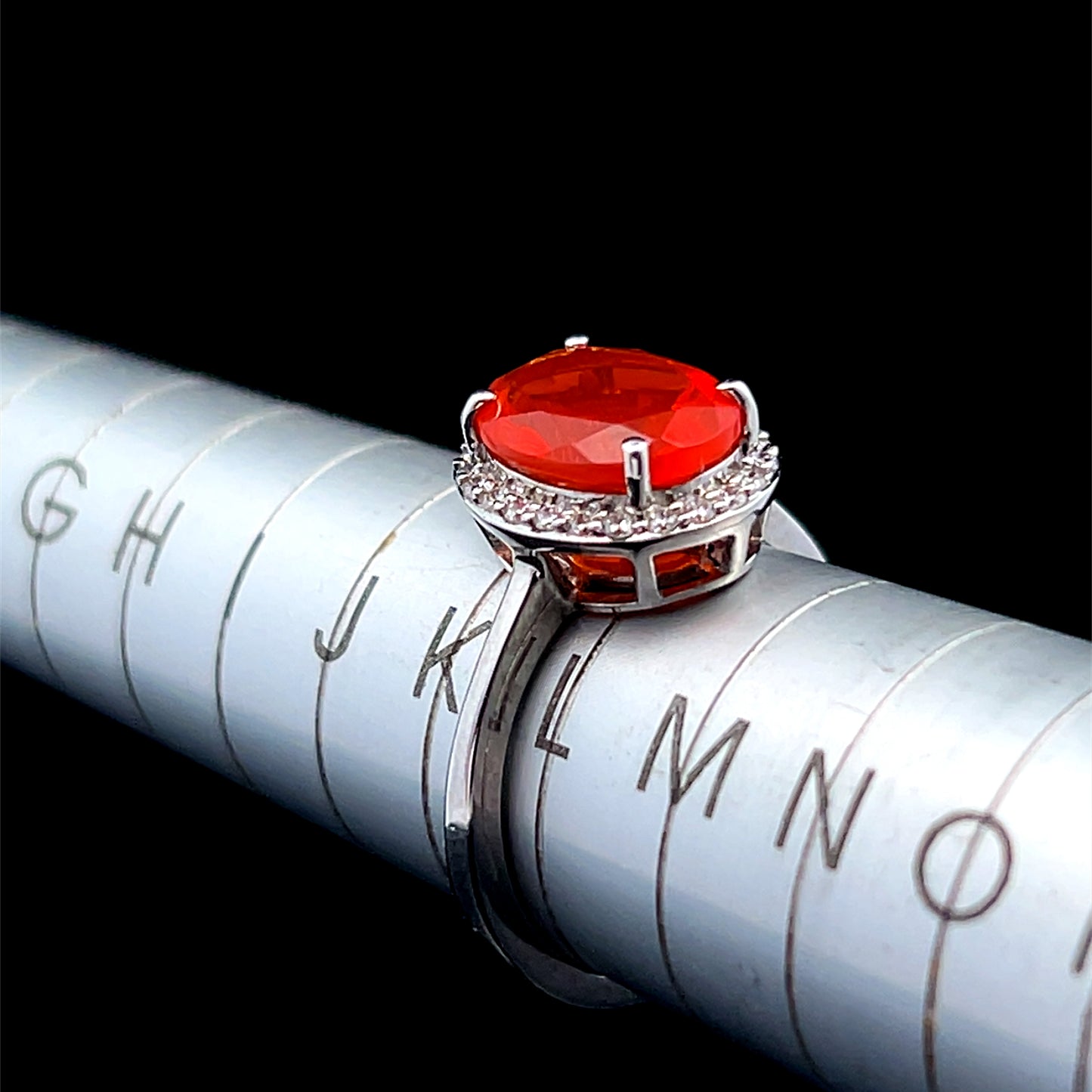 Platinum Fire Opal & Diamond Dress Ring