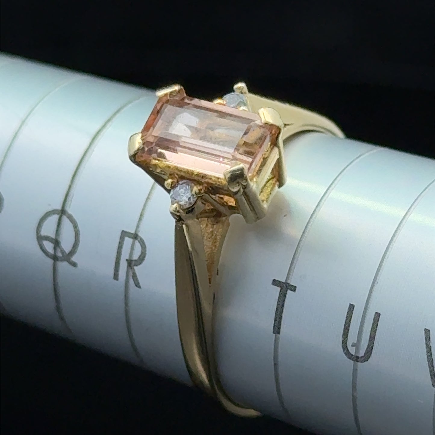 18K Yellow Gold Morganite & Diamond Ring