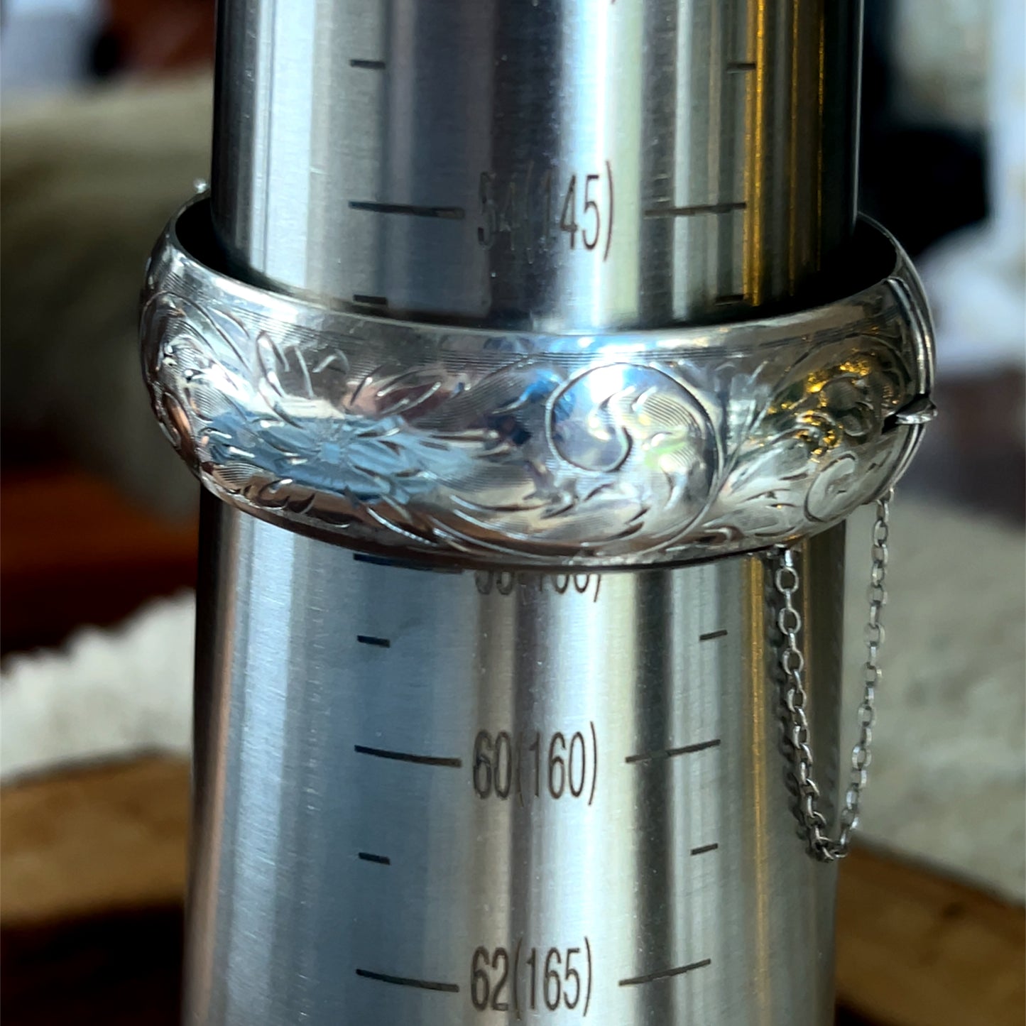 Silver 1/2 Engraved Bangle