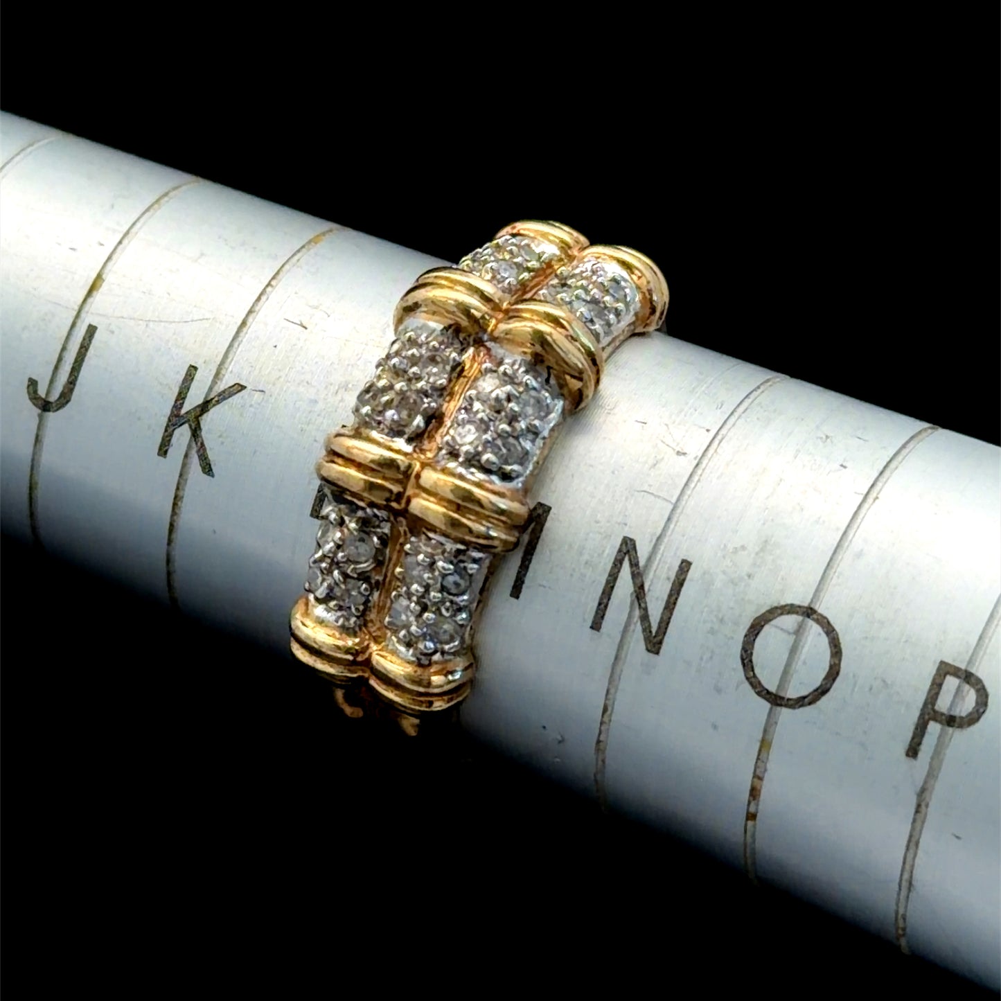 9K Yellow Gold 2 Row Bamboo Ring