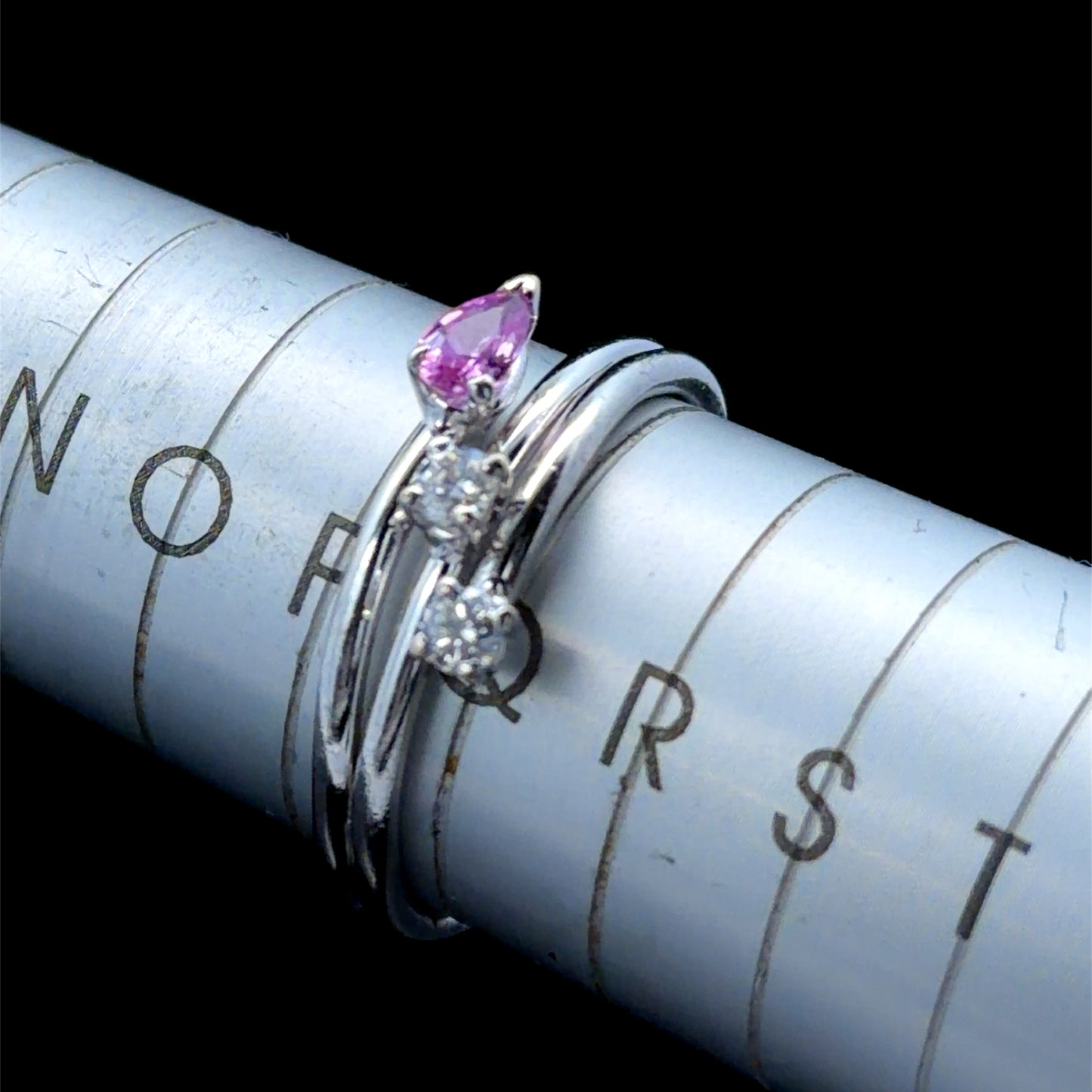 18K White Gold Diamond & Pink Sapphire Ring