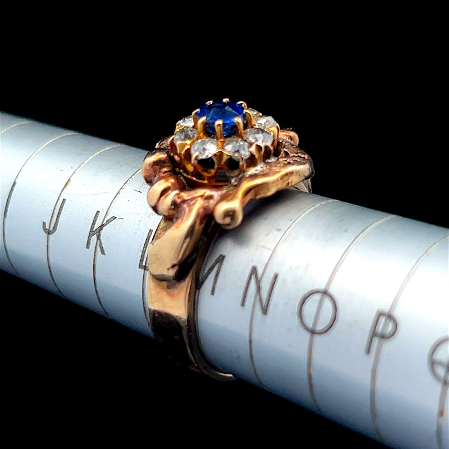 9K Rose Gold Edwardian Sapphire & Diamond Ring