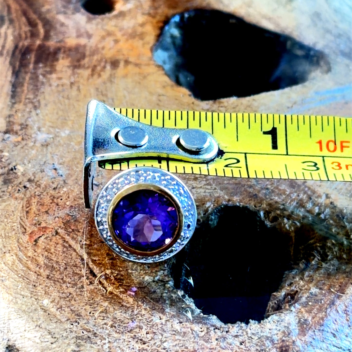 9K Yellow Gold Amethyst & Diamond Studs