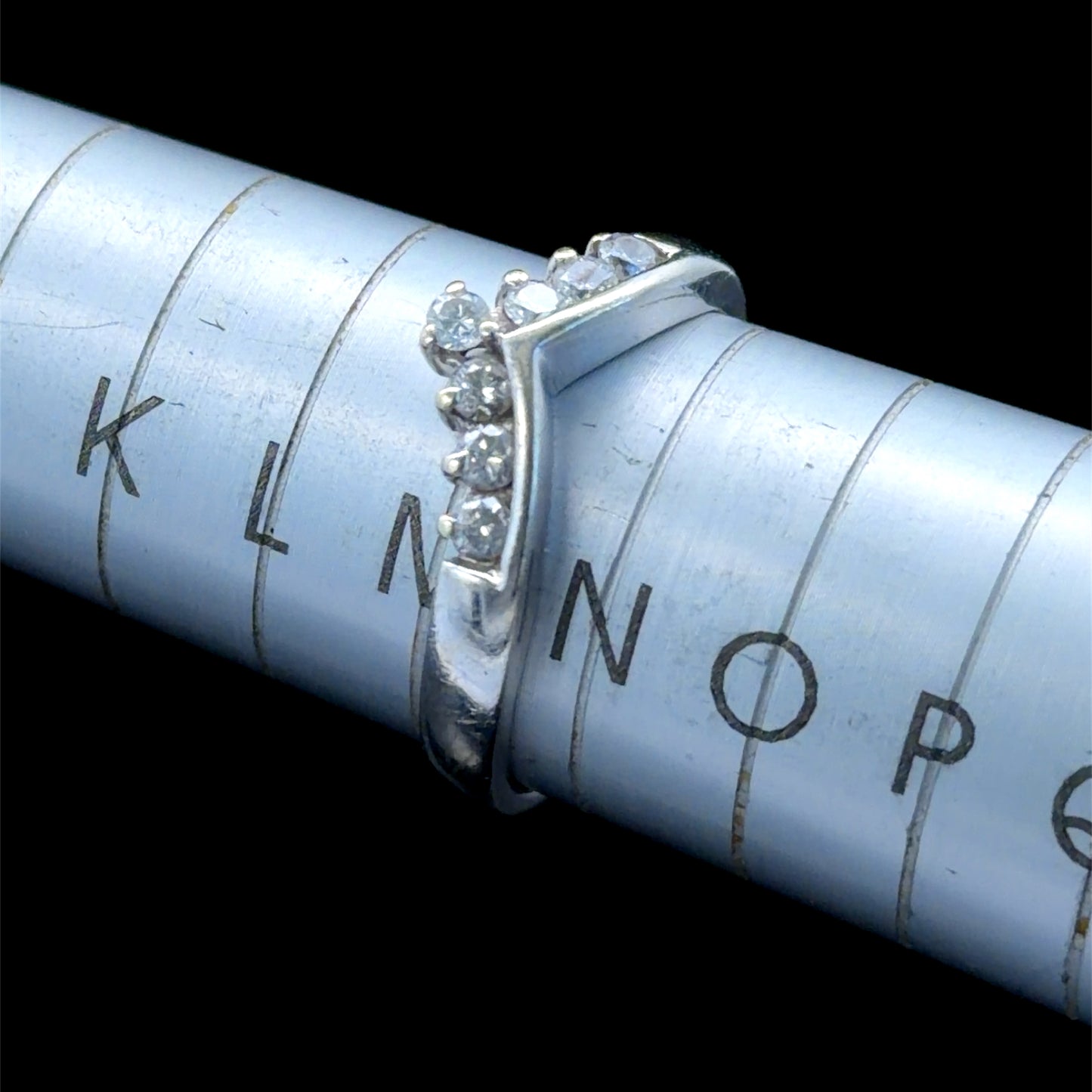 9K White Gold Diamond Wishbone Ring