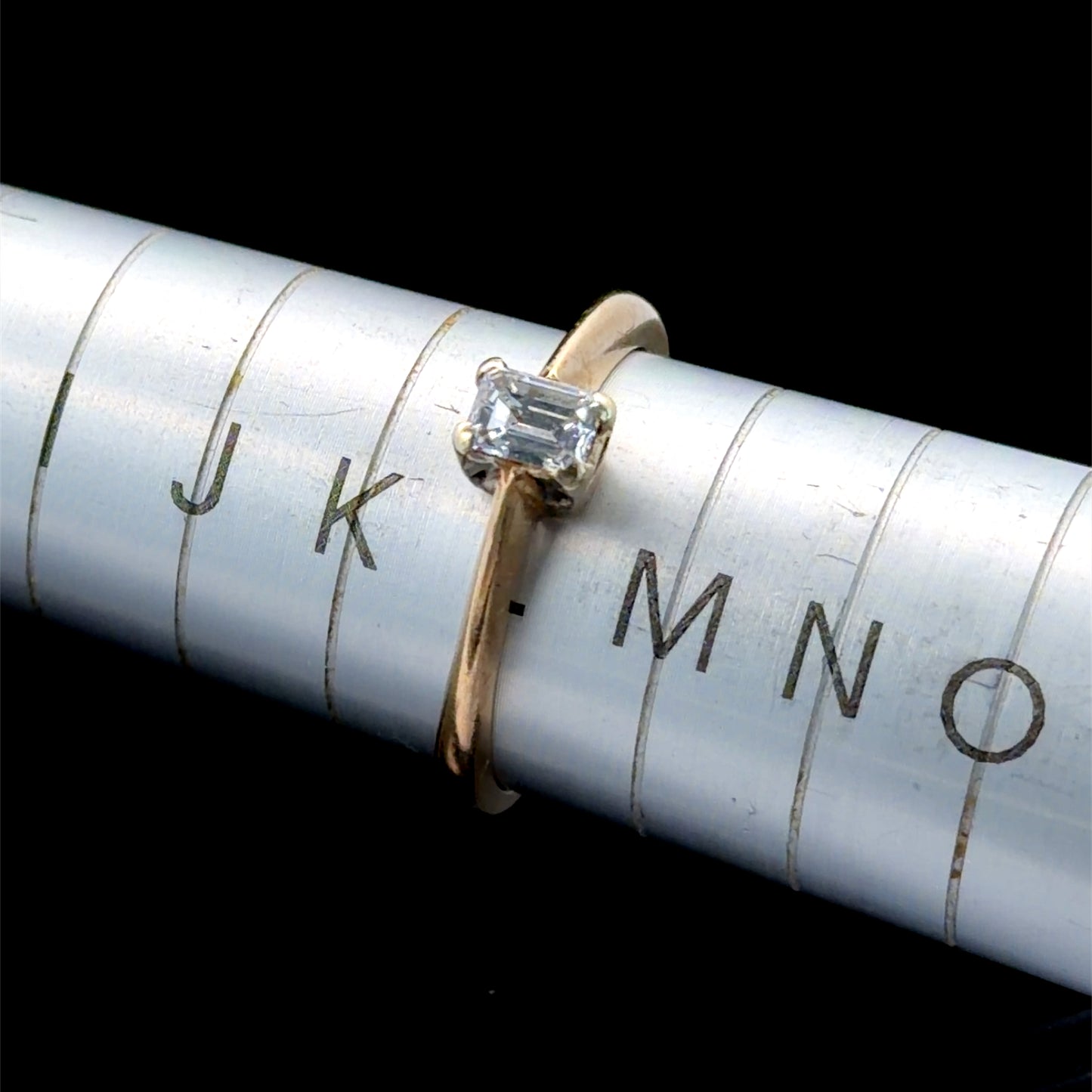 9K Yellow Gold Emerald Cut Diamond Ring APPX 0.25 CTS