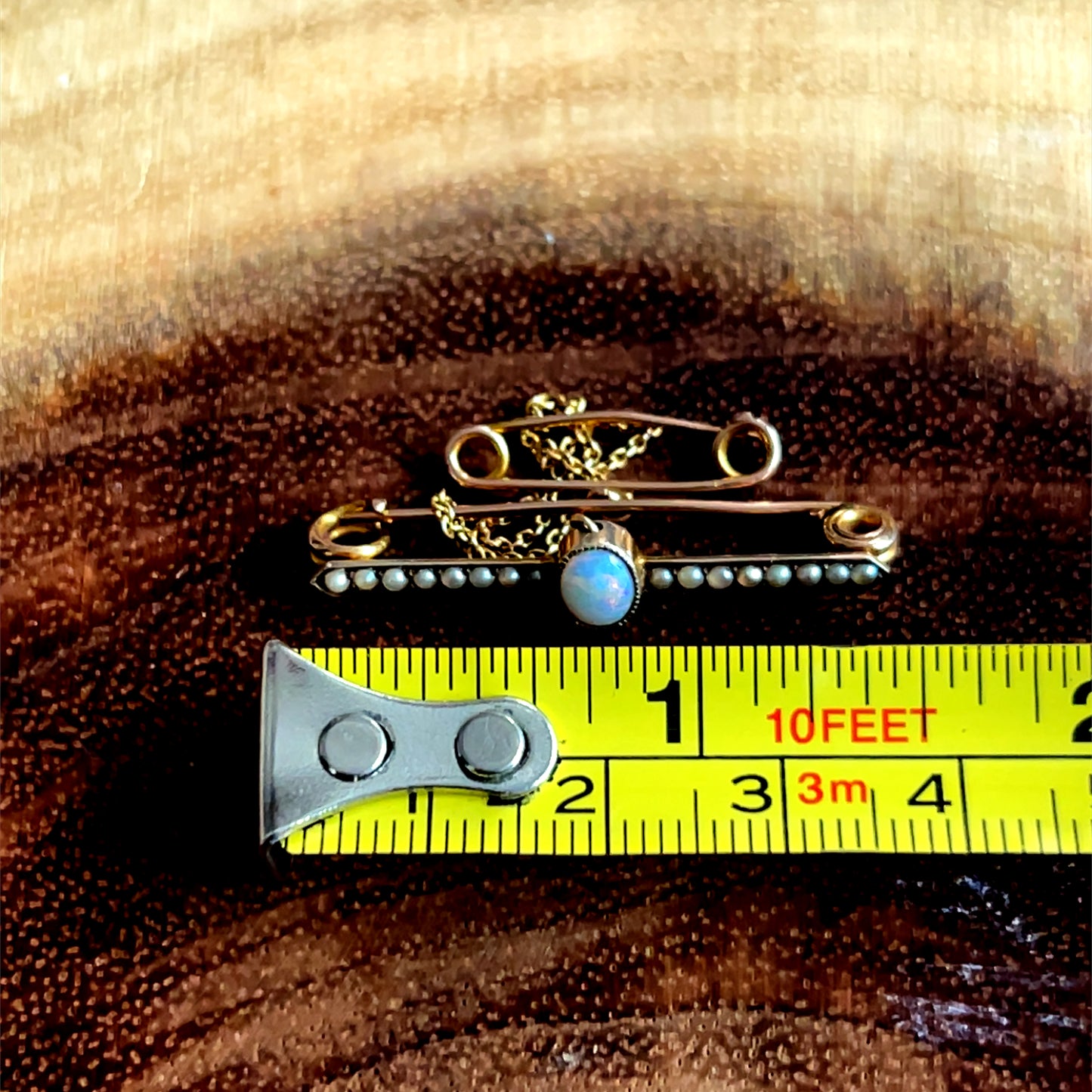 15K Yellow Gold Opal Pearl Brooch
