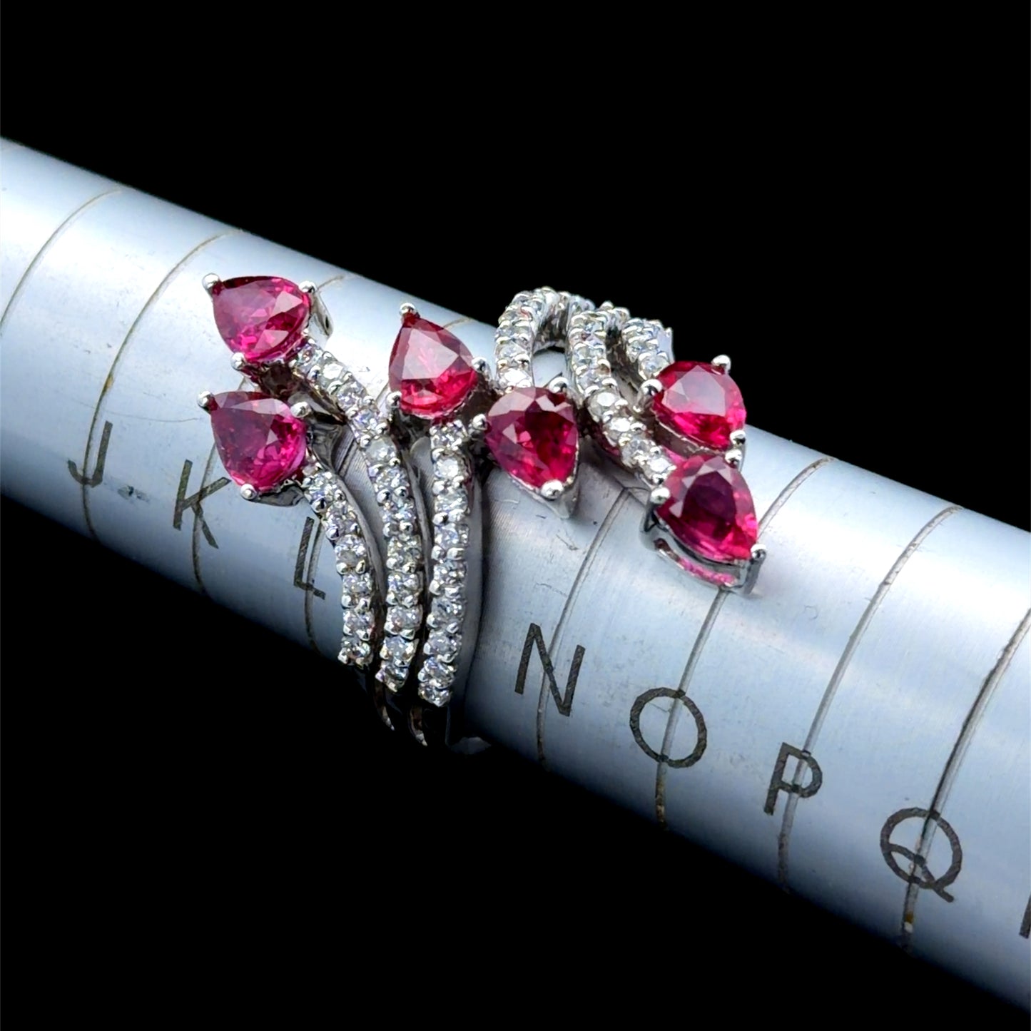 18K White Gold Ruby & Diamond Fancy Ring