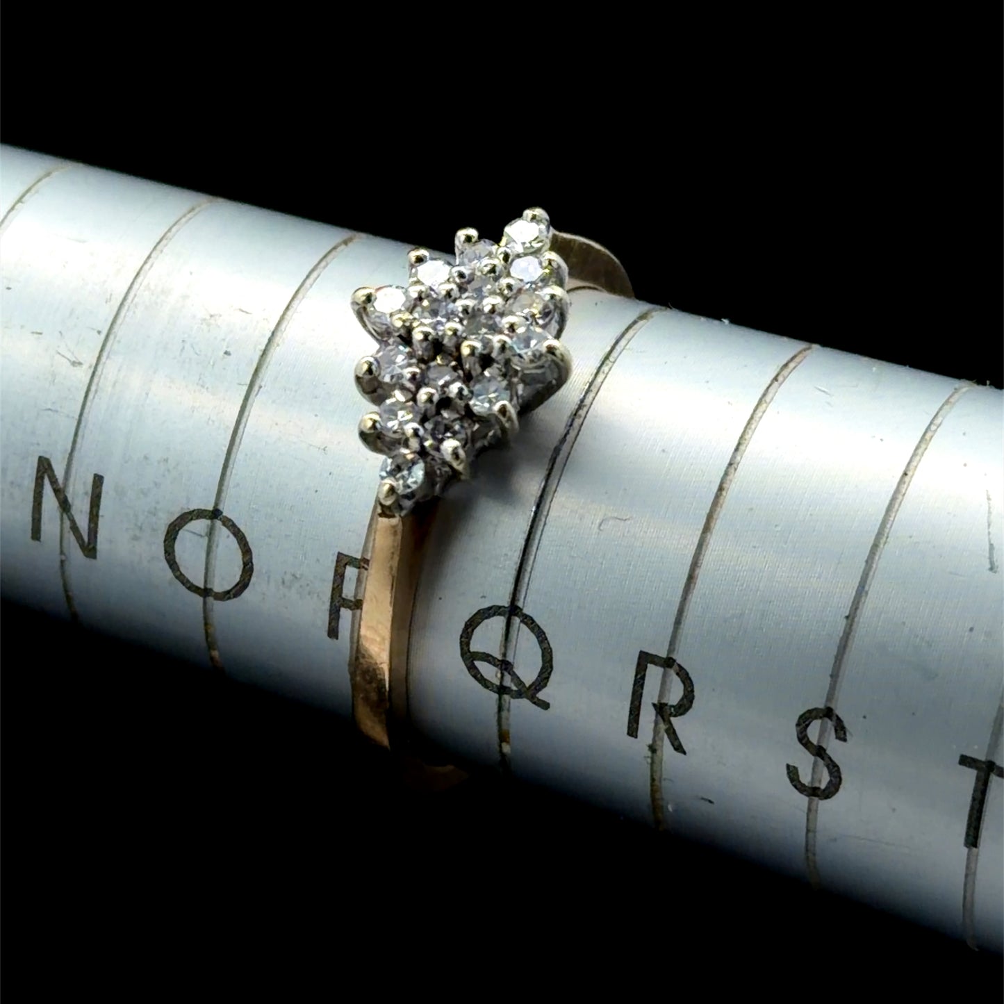9K Yellow Gold Diamond Cluster Ring