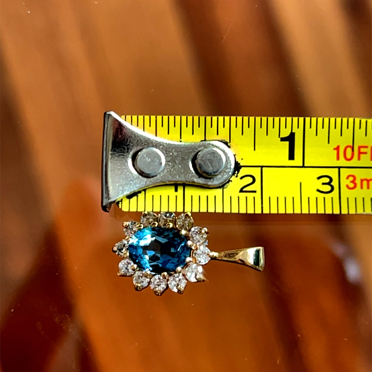 9K Yellow Gold Blue & White Topaz Pendant