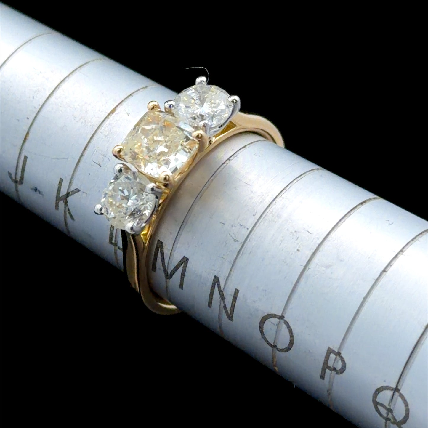 18K Yellow Gold Diamond Trilogy With Yellow Centre Stone APPX 2.1 CTS
